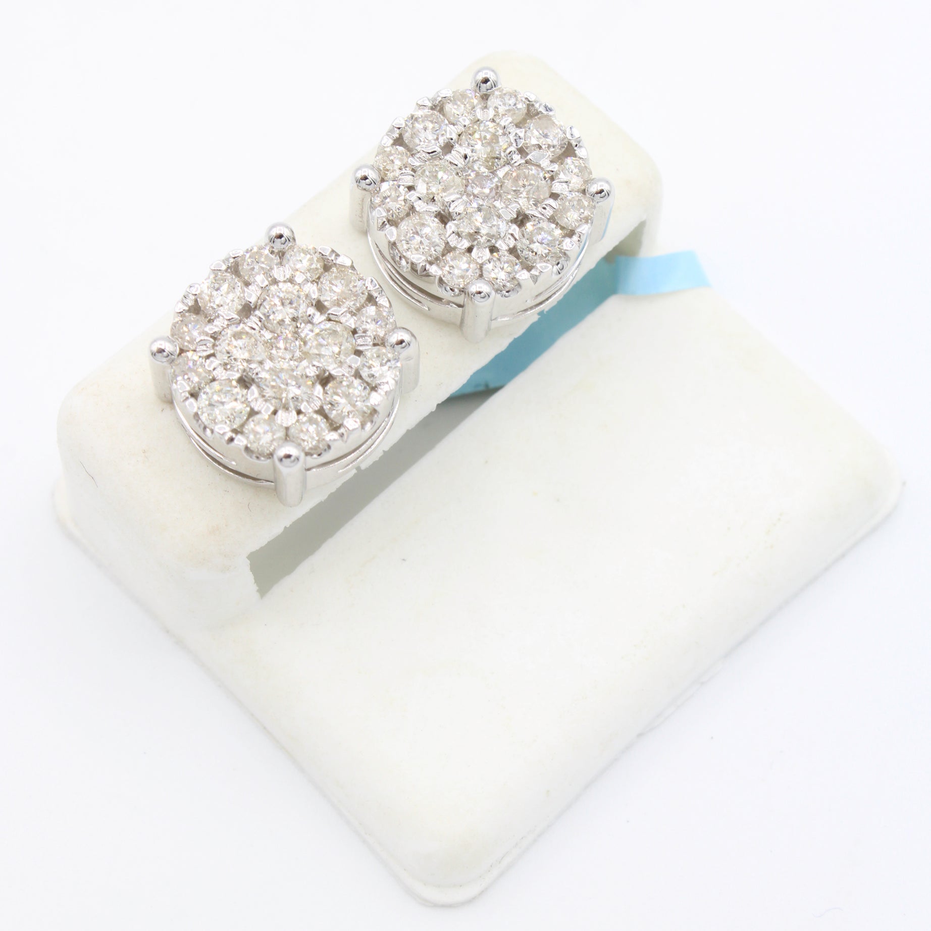 14K Gold (13MM) White Round Diamond Stud Earrings by JTJ™ - Perfect for Weddings, Parties & Everyday Elegance