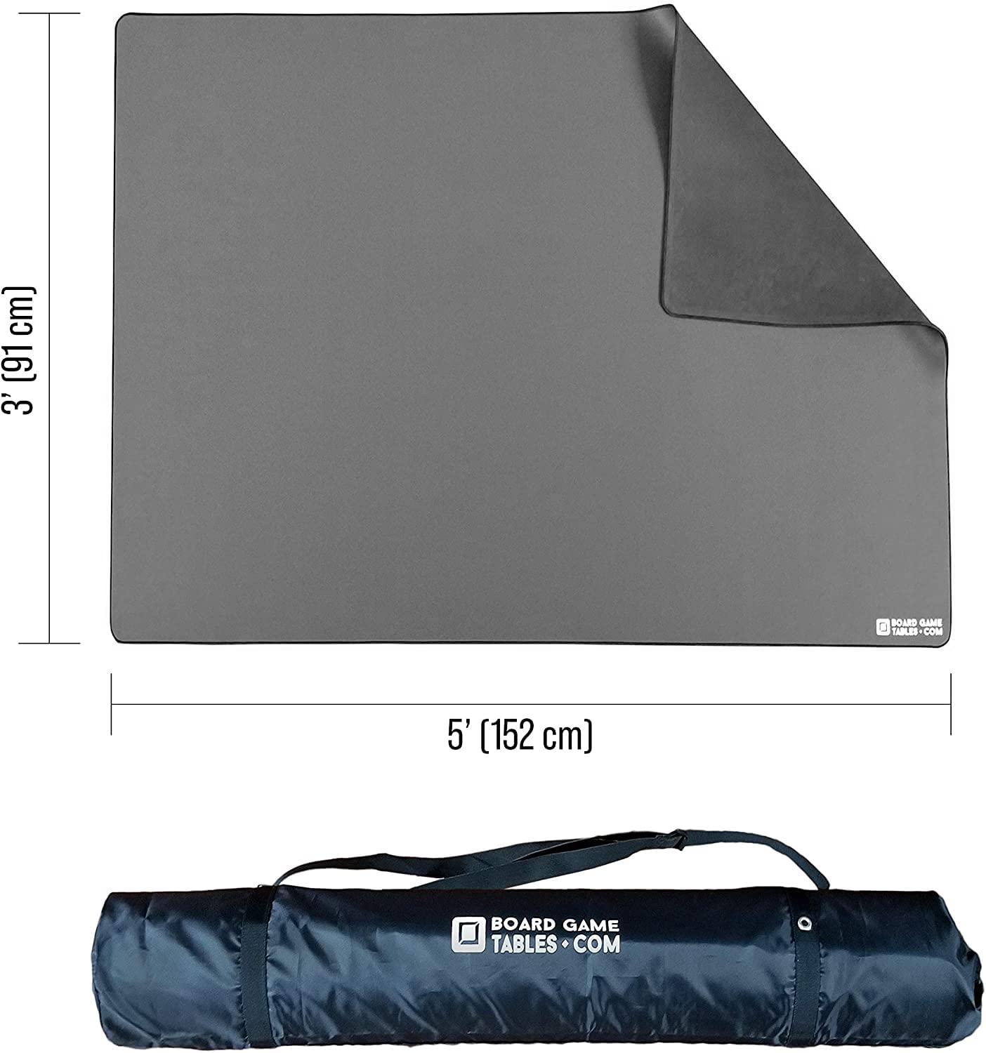 Premium 3'x5' Board Game Playmat - Extra Thick Super Cushioned, Stitched Edge & Water Resistant Surface with Carrying Case - Perfect for Tabletop Games, Card Games, RPGs, Magic: The Gathering & Dungeons & Dragons (Medium, Gray) - Ideal for Game Nights, Tournaments & Home Entertainment