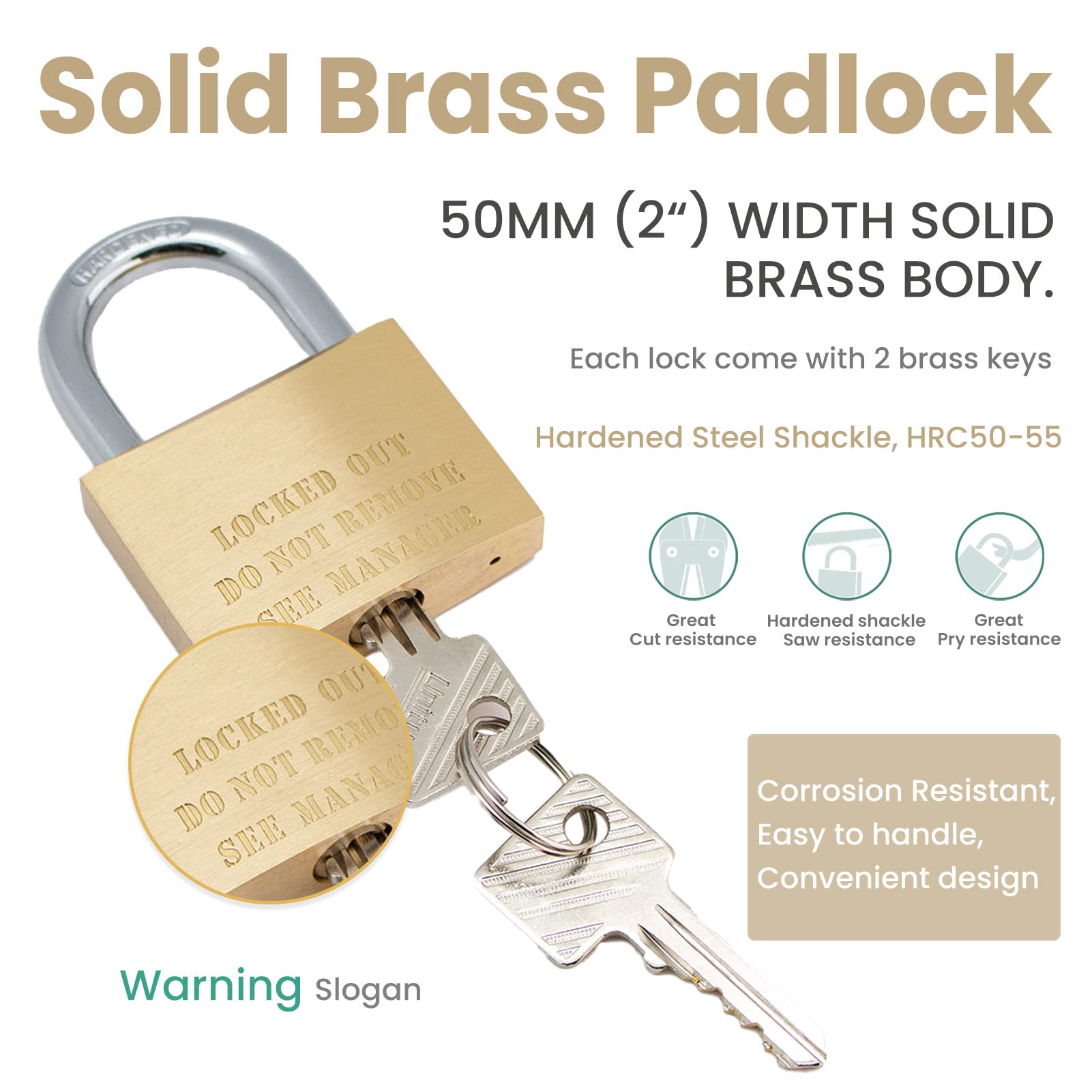 **10 Pack Solid Brass 50mm (2