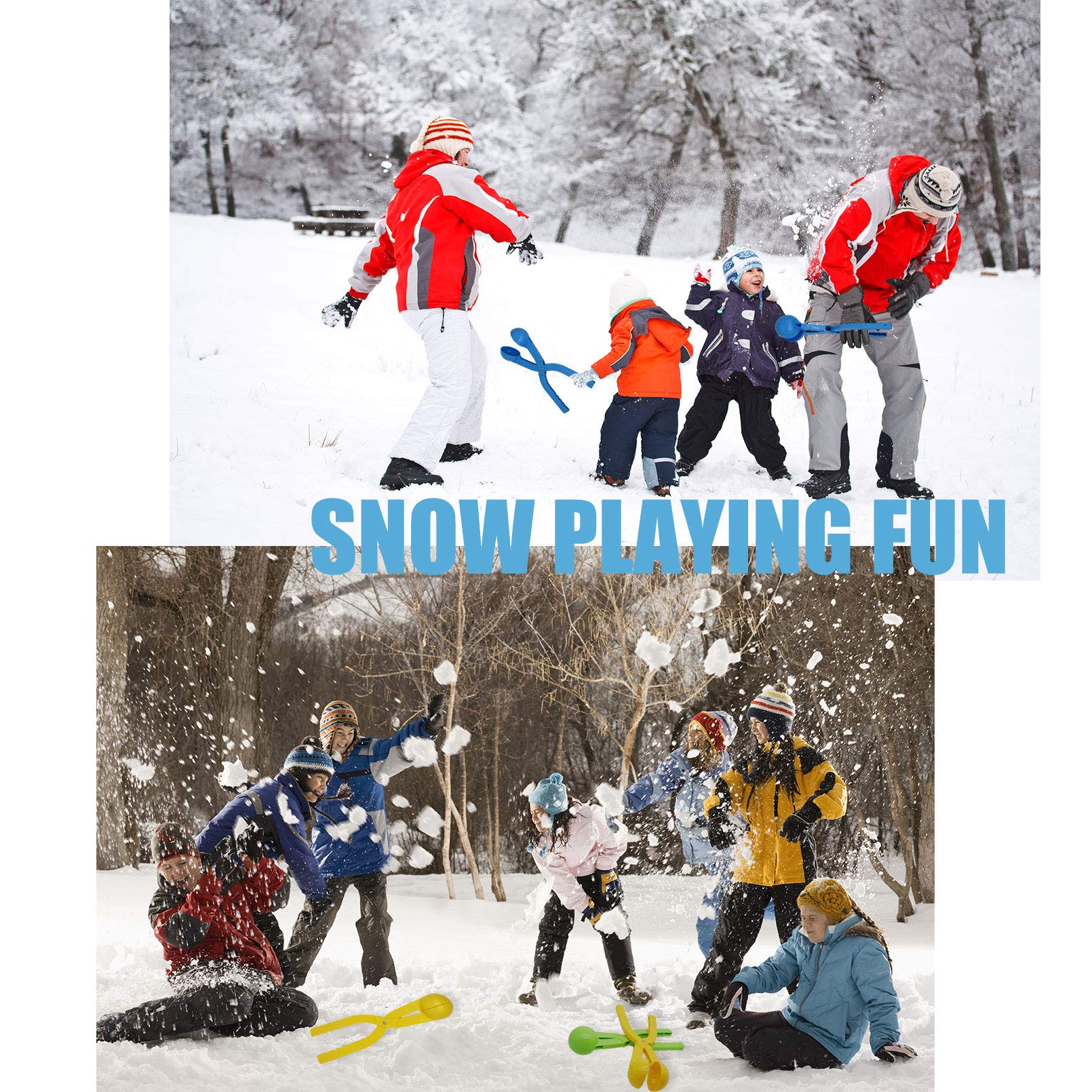 4 Pack Snowball Maker Kit - Fun Snowball Shaper Molds for Kids Outdoor Winter Games & Snowball Fights | Durable Snow Toys for Family Snow Play & Backyard Winter Activities