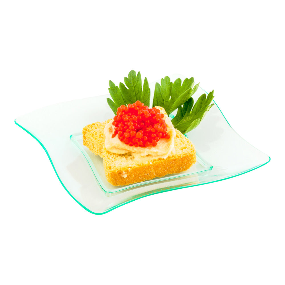 100-Pack Eco-Friendly Seagreen Plastic Plates & 100 Silver Mini Forks - Perfect for Parties, Picnics, BBQs, and Outdoor Dining