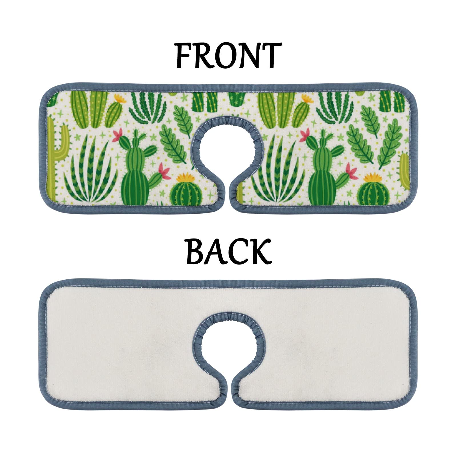 Non-Slip Sink Splash Guard Mat - 2 Pack Absorbent Kitchen & Bathroom Faucet Protector with Cactus Flower Design | Waterproof Countertop Mat for RV, Home Use | Prevents Water Stains & Keeps Surfaces Dry (Perfect for Cooking, Dishwashing & Bathing Areas)