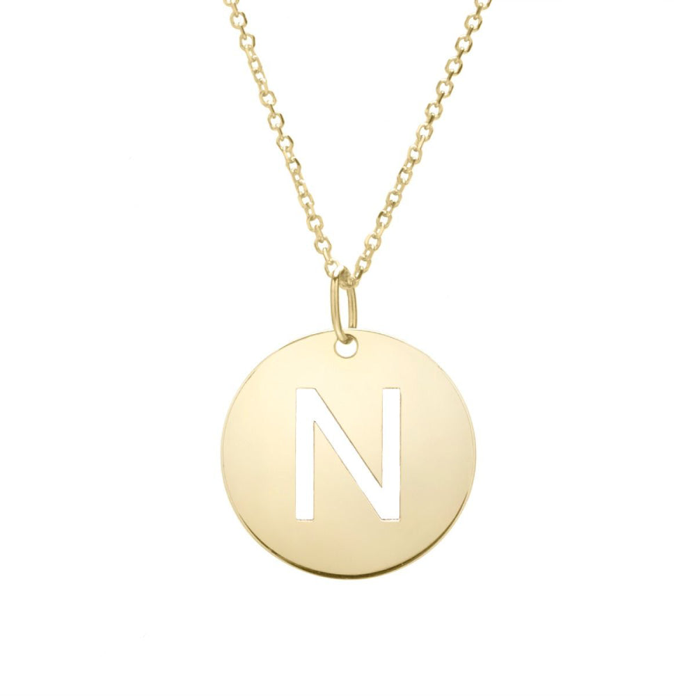14K Gold Disc Pendant Necklace - Personalized Initial Charm (All Letters A-Z) | Elegant Layering Jewelry for Women, Perfect Gift for Birthday, Anniversary & Valentine's Day