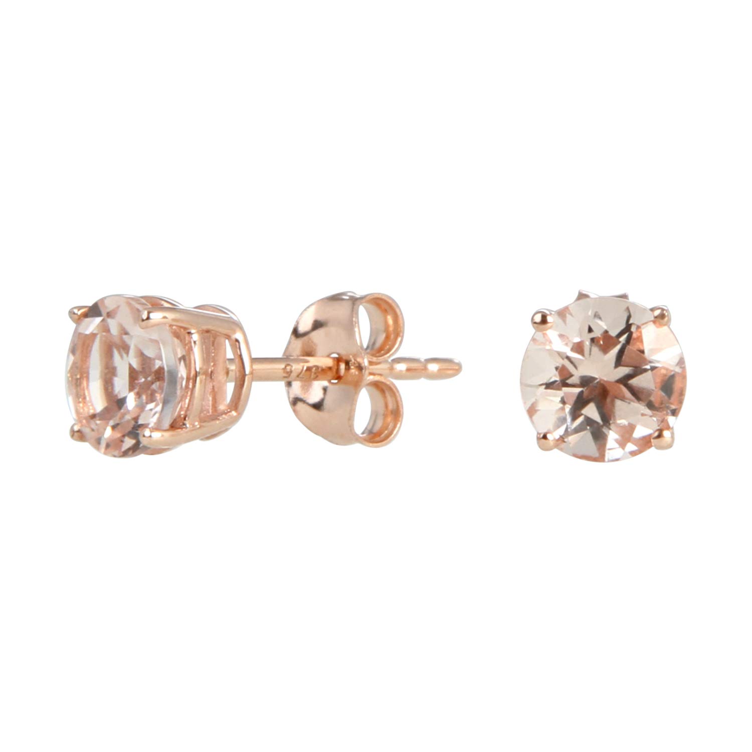 10K Rose Gold Morganite Round Stud Earrings for Women – Dainty & Elegant Jewelry Gift for Birthday, Anniversary, Wedding, or Everyday Wear