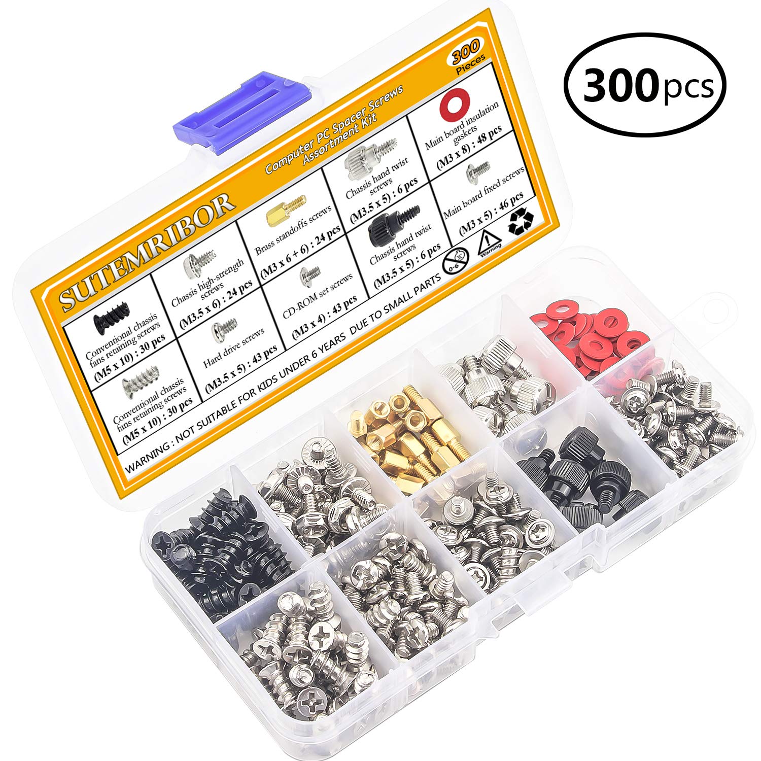 300PCS Computer Screw Standoffs Kit - Motherboard, Hard Drive, Case, Fan & GPU Mounting Hardware | Perfect for PC Building, Repair & Upgrades