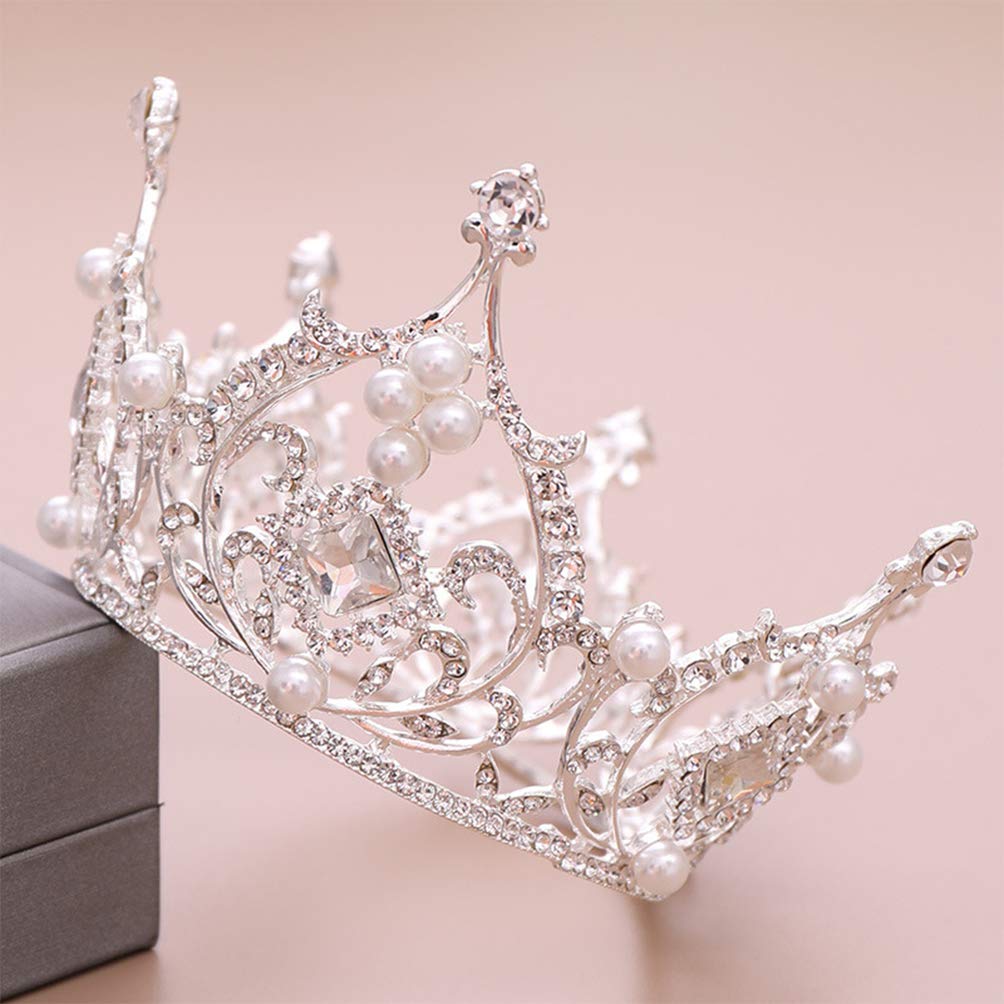 Luxury Minkissy Crystal Bridal Tiara Headband for Women - Baroque Rhinestone Wedding Crown, Queen Headpiece, White Round Bridal Accessories | Perfect for Weddings, Prom, Pageants, and Special Occasions