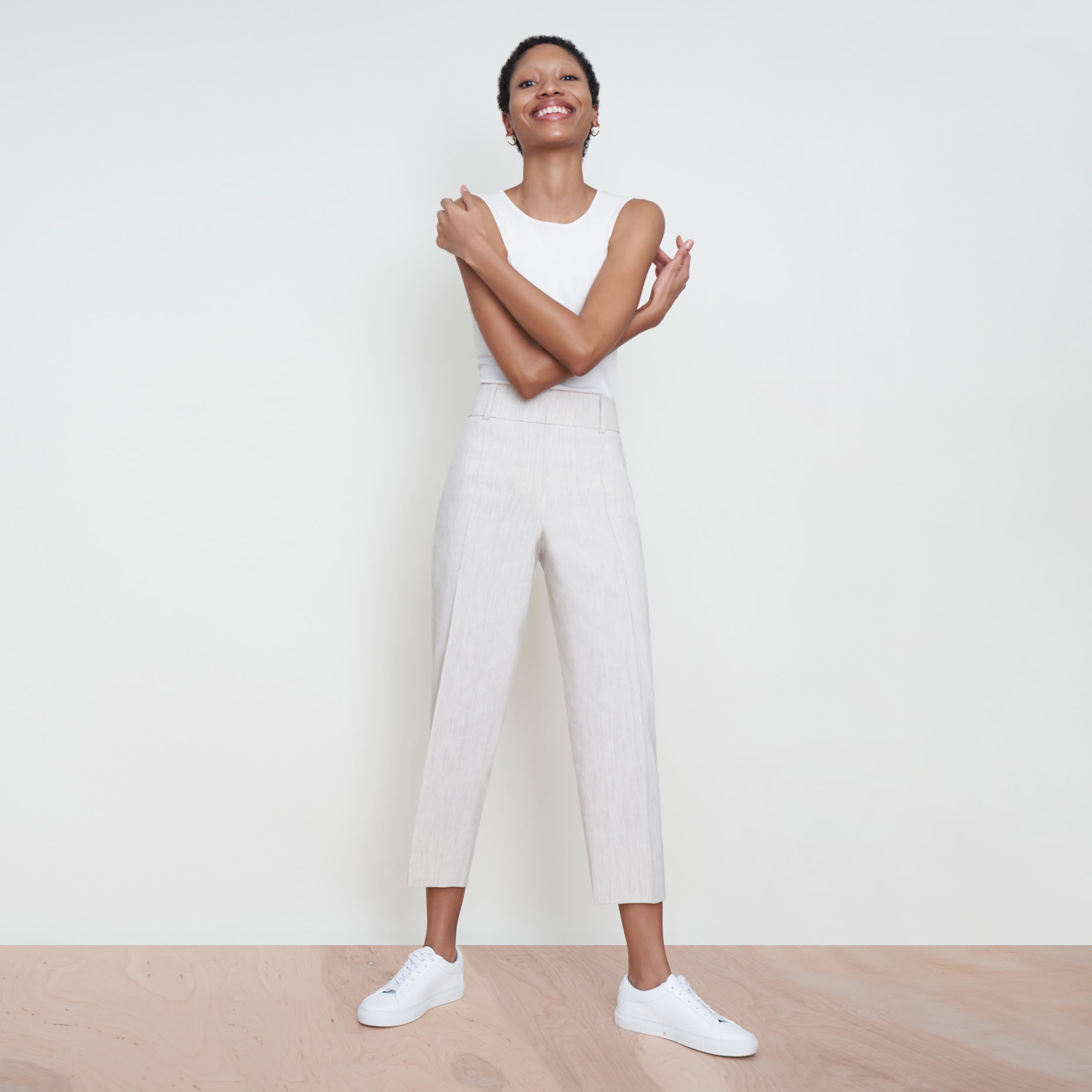 Chester Pant - Slubbed Stretch Linen Pants for Women | Natural Color | Comfortable Casual Wear for Office & Weekend Outings
