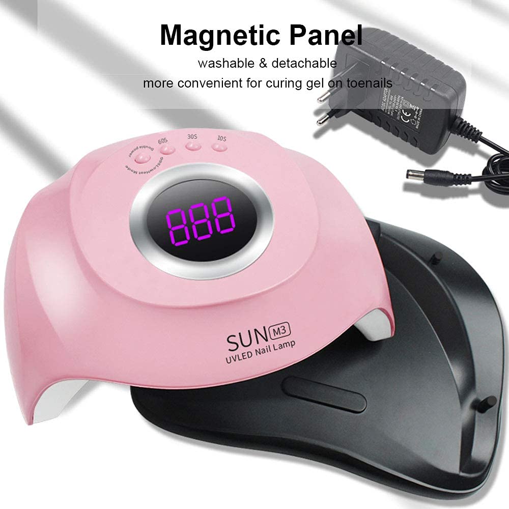 Ubersweet® Professional Smart LED UV Lamp for Gel Nails - 45W Fast Curing with 3 Timer Settings, Detachable Base for Fingers & Toes - Perfect for Home Salon and Nail Art DIY (45 LED Lights)