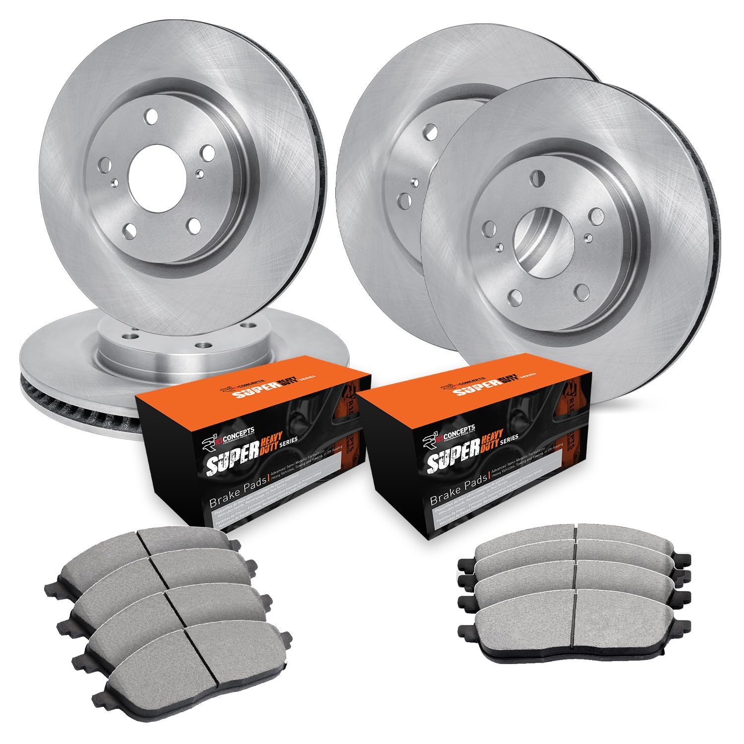 R1 Concepts Premium Front & Rear Brake Kit - Semi-Metallic Brake Pads & Rotors Set (CEB.40150.04) | High-Performance Braking System for Cars, Trucks & SUVs | Ideal for Daily Commuting, Highway Driving & Towing