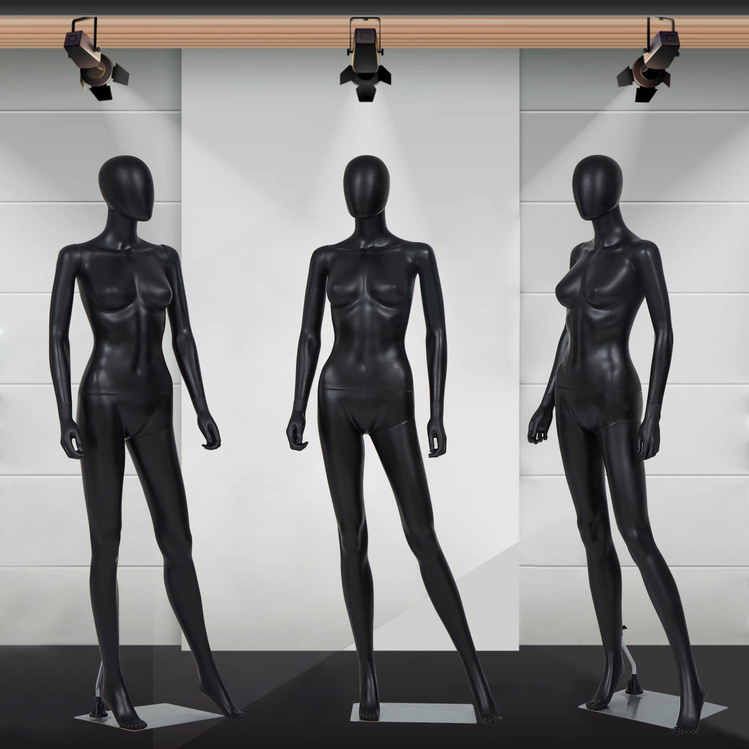 Adjustable Female Mannequin with Detachable Body & Metal Stand - Black Full Body Dress Form for Clothing Display, Fashion Boutique, Cosplay Costume Fitting, and Holiday Decor