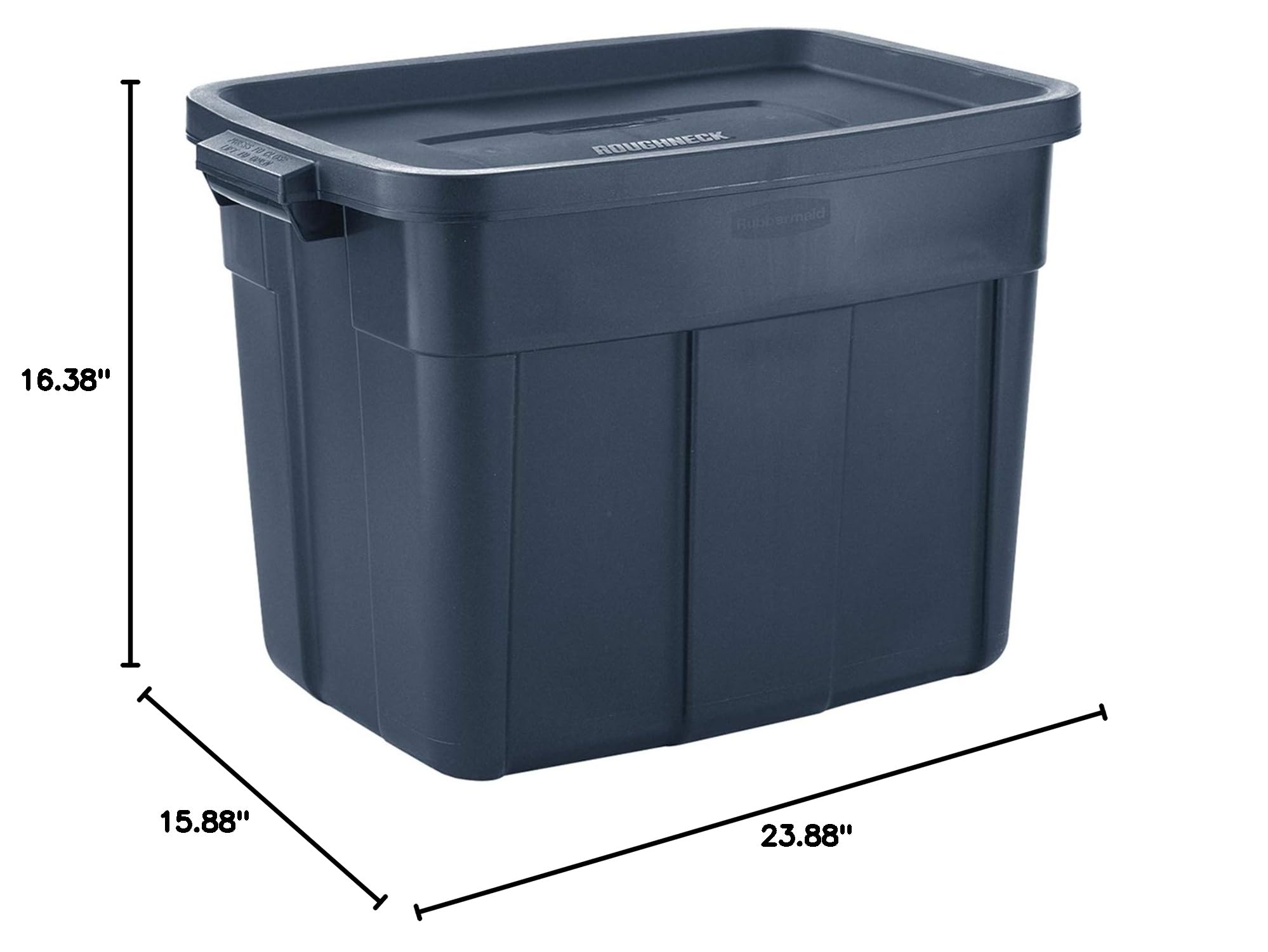 Rubbermaid Roughneck 18 Gallon Heavy-Duty Plastic Storage Bins with Latching Lids - 12 Pack Dark Indigo Metallic Totes for Home, Office & Garage Organization | Perfect for Seasonal Decor, Toys & Tool Storage