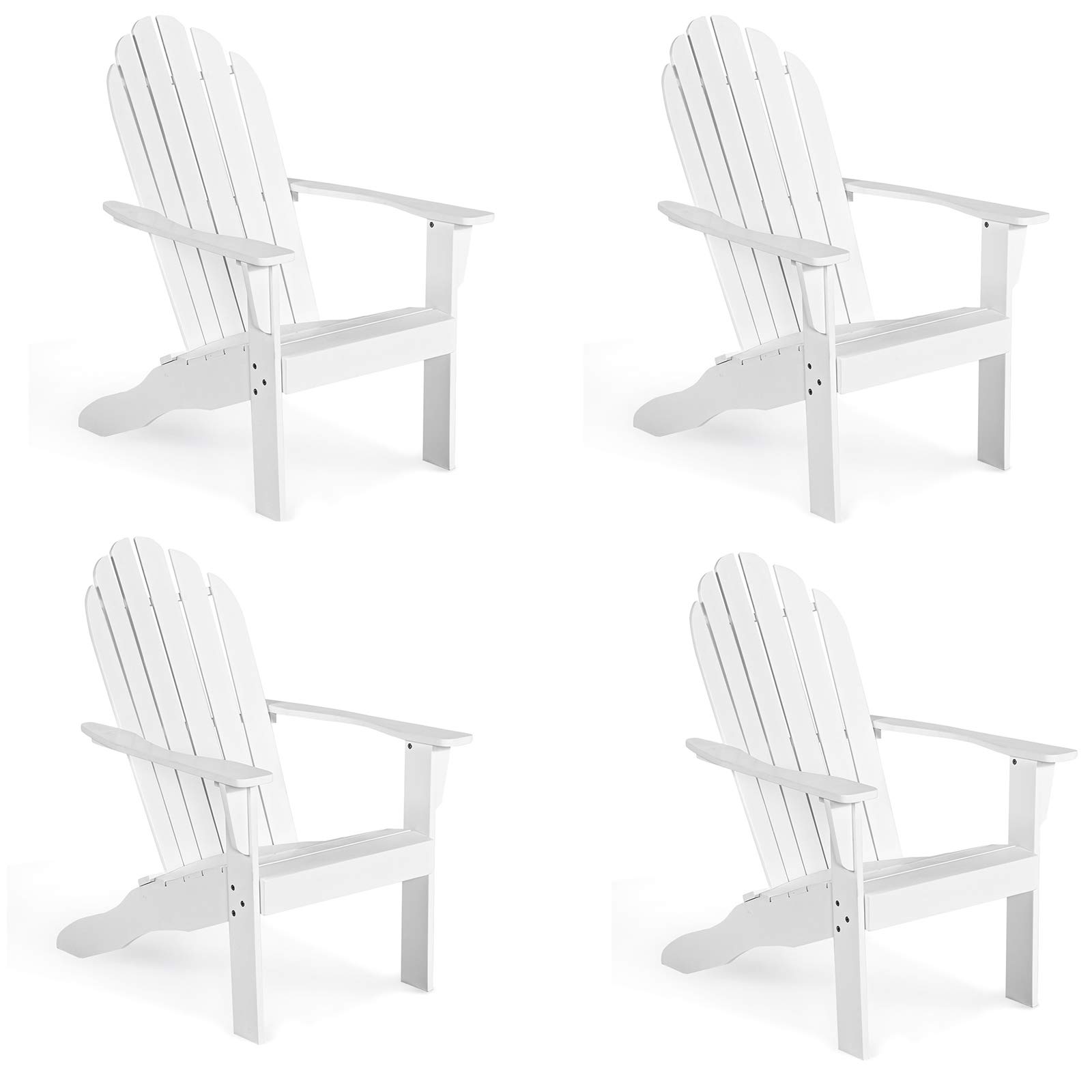 Giantex Acacia Wood Adirondack Chair Set of 4 - 350 lbs Weight Capacity Outdoor Lounge Chairs for Patio, Garden, Poolside, Deck & Fire Pit - Weather-Resistant White Armchairs for Relaxing in Backyard, Balcony or Lakeside