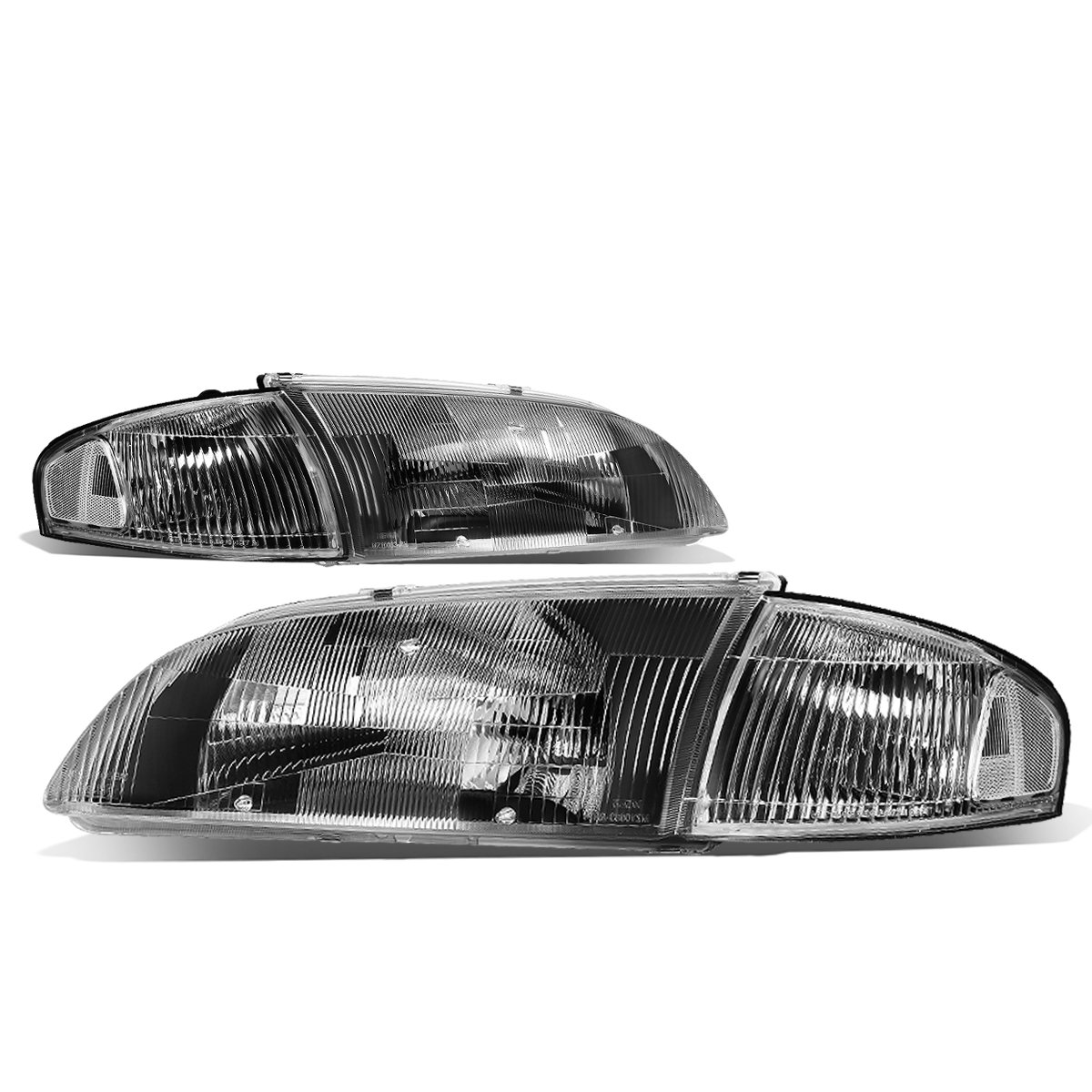 DNA Motoring HL-OH-063-BK-CL1 Black Housing Headlights & Corner Lights for 1998-1999 Mazda 626 - Replacement Headlight Assembly - Perfect for Night Driving & Car Restoration Projects