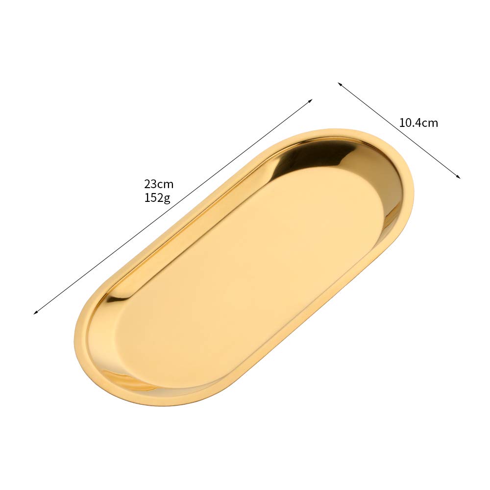 Premium 9-Inch Stainless Steel Oval Tray Set of 2 - Elegant Serving Dish for Fruits, Snacks, Cosmetics & Jewelry Organizer - Perfect for Kitchen, Bathroom & Home Decor