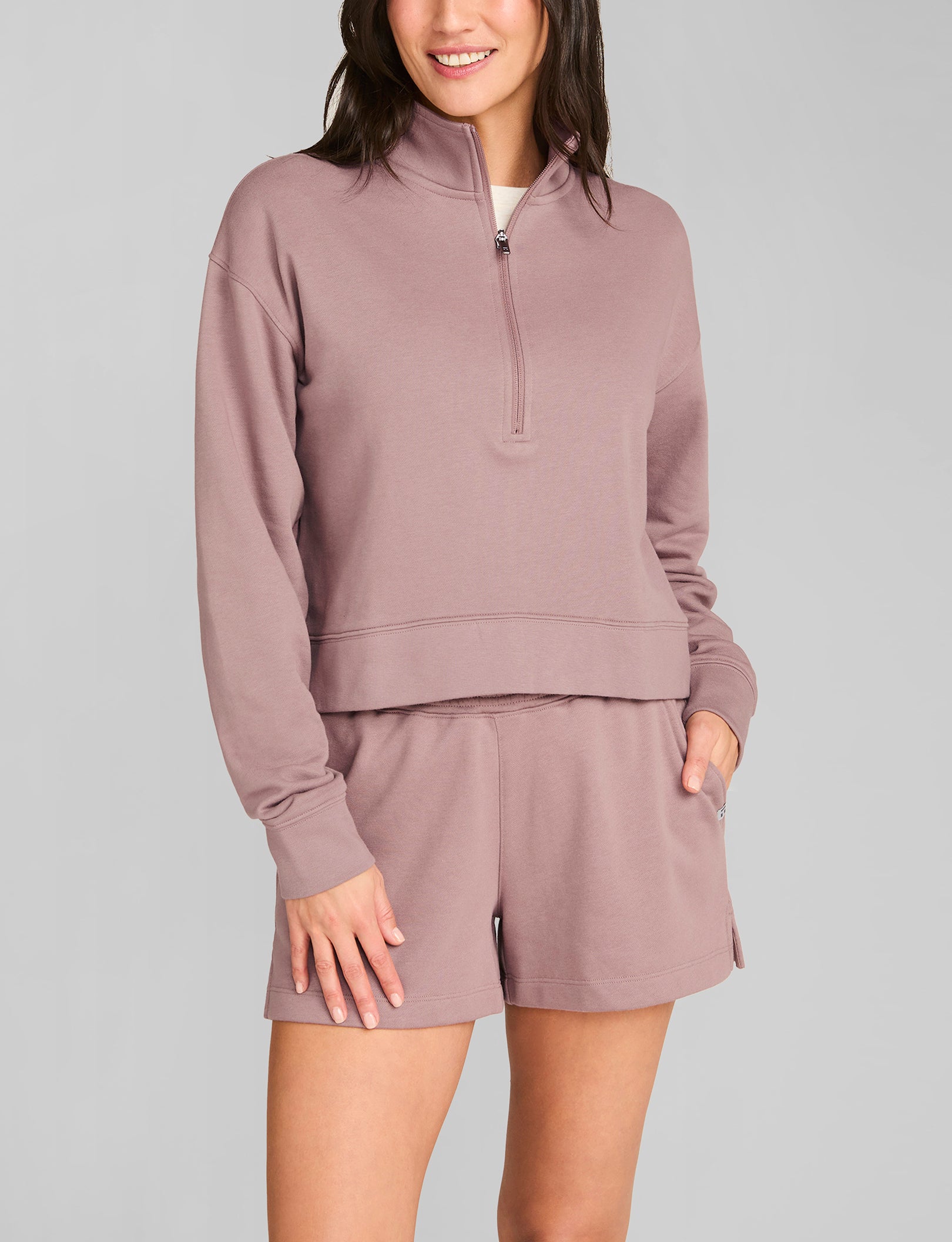 Women's French Terry Half Zip Sweatshirt - Cozy Pullover Hoodie for Casual Wear, Gym & Lounge | Soft Fleece-Lined Comfort Top for Fall & Winter