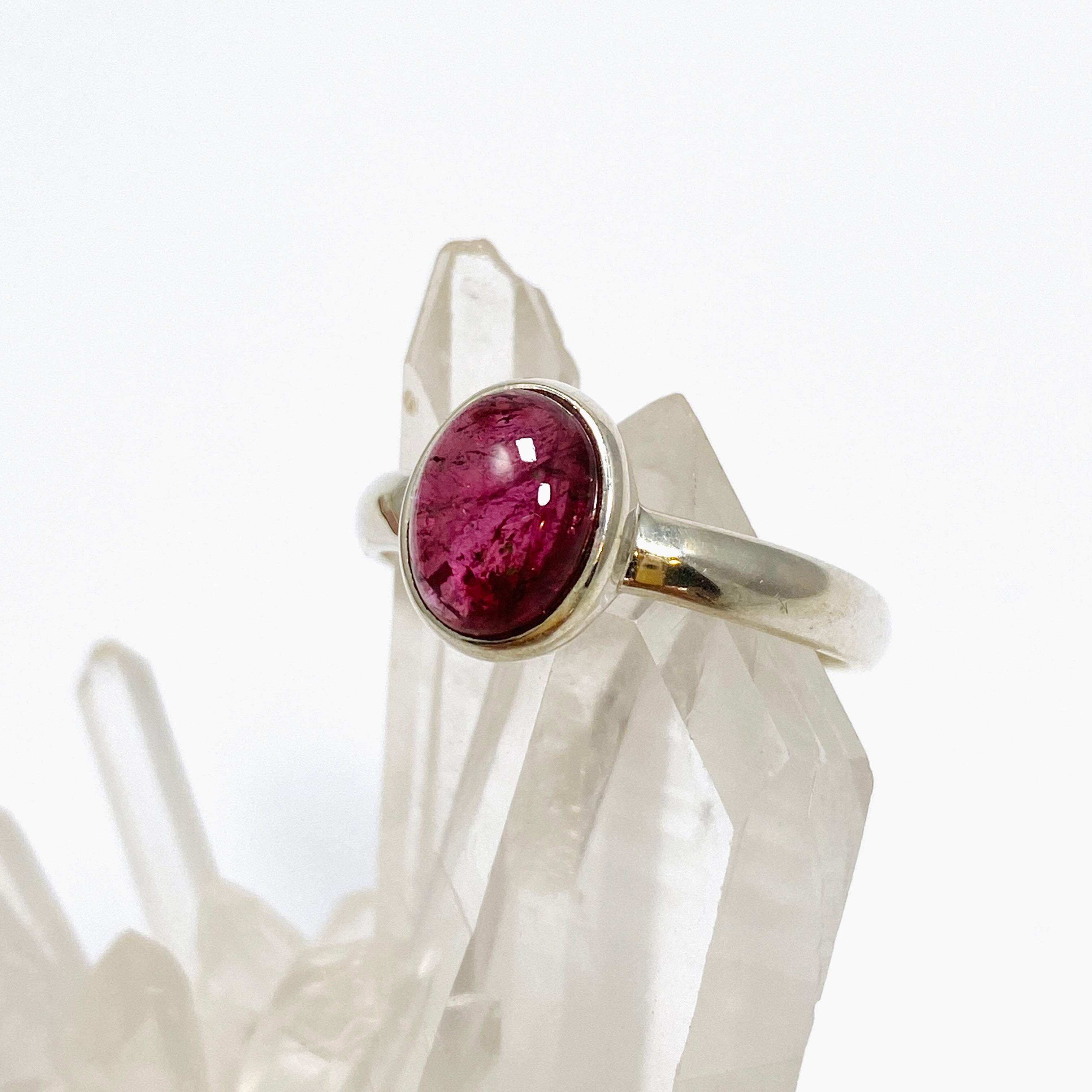 Pink Tourmaline Oval Cabochon Ring - Size 9 - PRGJ735 - Perfect for Engagement, Anniversary Gifts & Everyday Elegance