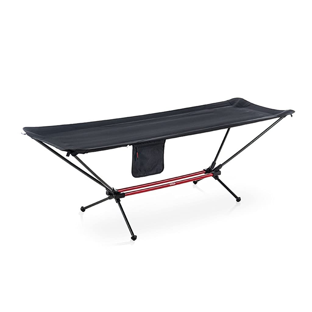 YCDJCS Portable Foldable Hammock for Outdoor Camping - Anti-Rollover Design, 120kg Capacity, Lightweight Aluminum Alloy Frame (205x70x74cm, Black) - Perfect for Backpacking, Beach Lounging & Patio Relaxation