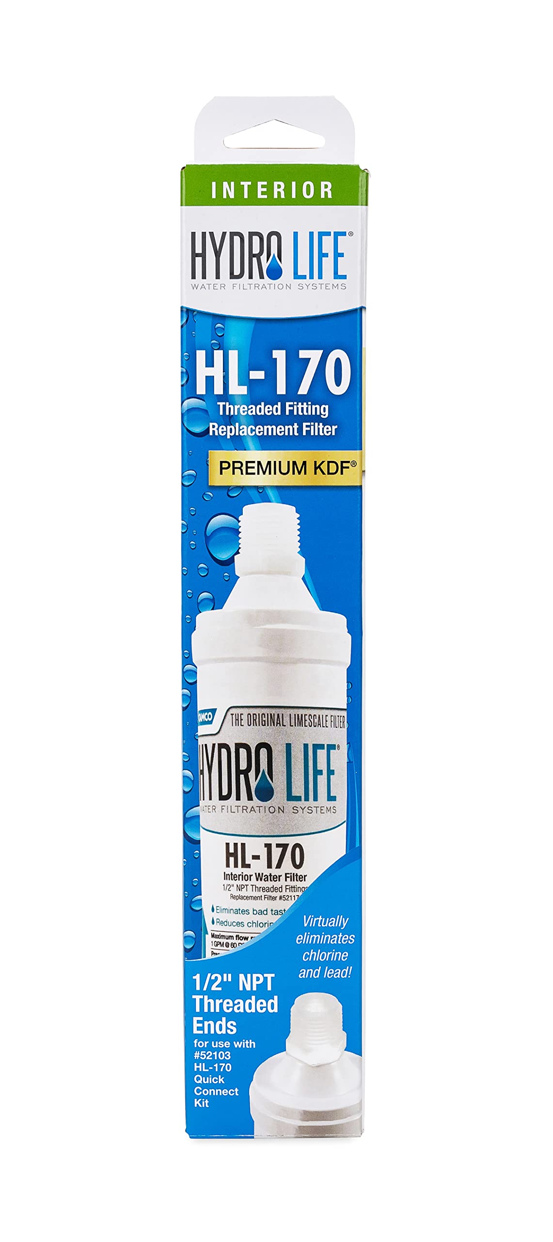 Hydro Life G 2625 Water Filter Replacement for HL 170 - Threaded Connection - Compatible with Under Sink, RV & Home Water Filtration Systems
