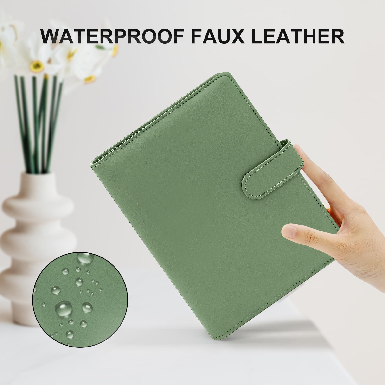 A5 Budget Binder - Mini Photocard Binder for A5 Filler Paper, Loose Leaf Personal Planner with Magnetic Buckle Closure (Dark Green) - Perfect for Organizing Receipts, Cards & Planner Inserts at Home or Office