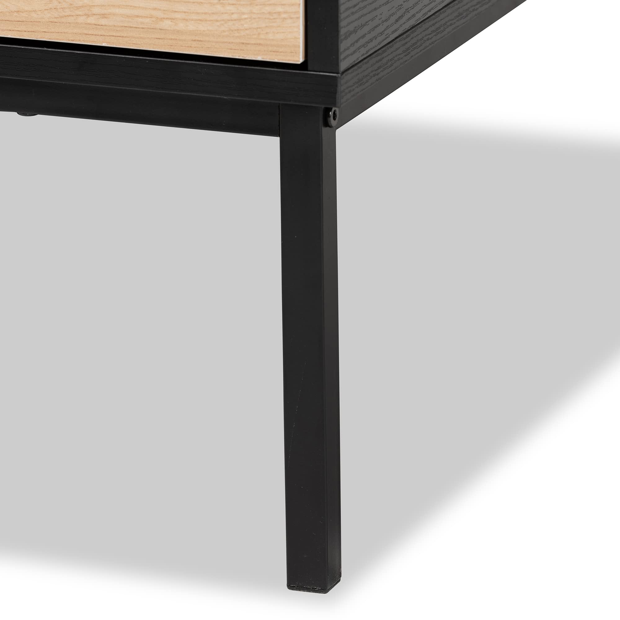 Baxton Studio Haben Coffee Table - Solid Oak Wood with Brown/Black Finish - Modern Living Room Furniture for Home & Office Decor