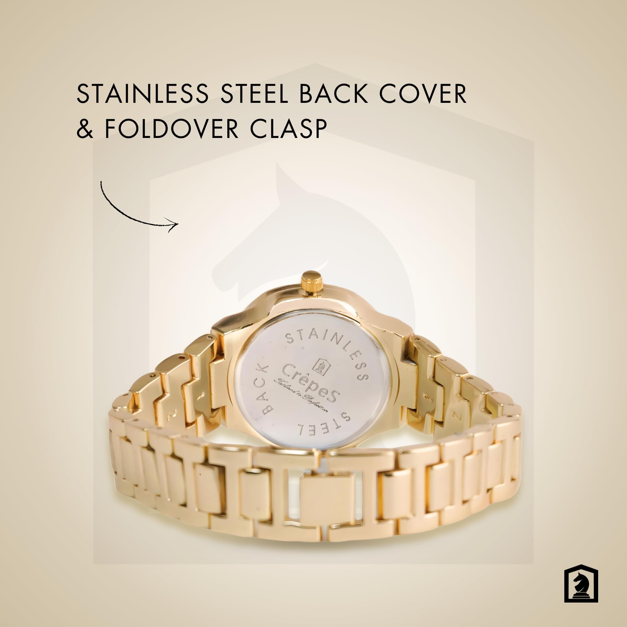 CrepeS Curva Stone Metal Strap Watch for Women - Elegant Semi-Round Dial with Sparkling Stones | Premium Stainless Steel Band | Accurate Quartz Movement | Perfect Gift for Her, Wife, Sister & Mother | Ideal for Office, Party & Special Occasions