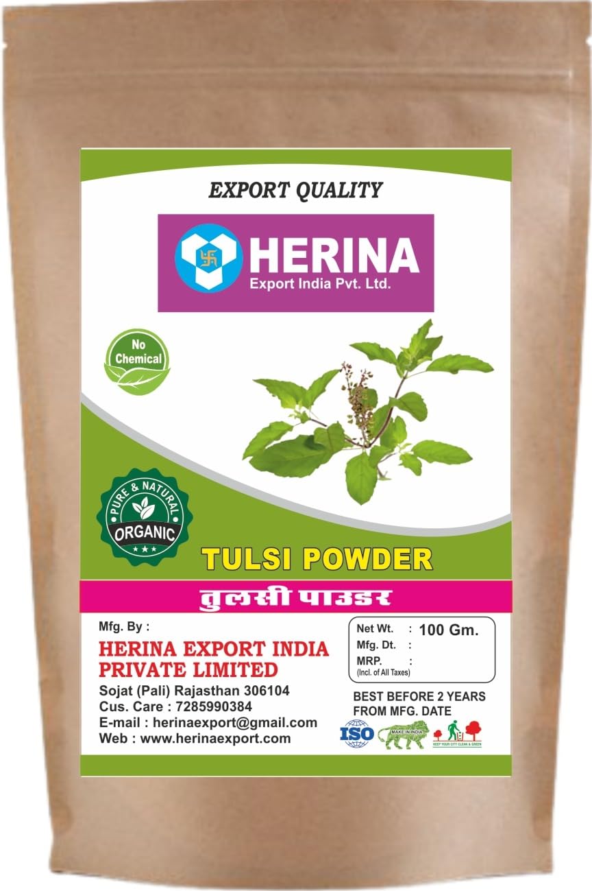 Organic Tulsi Leaves Powder for Hair Fall & Dandruff Control - 100g | Ayurvedic Hair Care Treatment | Promotes Healthy Scalp & Stronger Hair | Herbal Remedy for Thicker Hair Growth | Suitable for DIY Hair Masks & Ayurvedic Routines