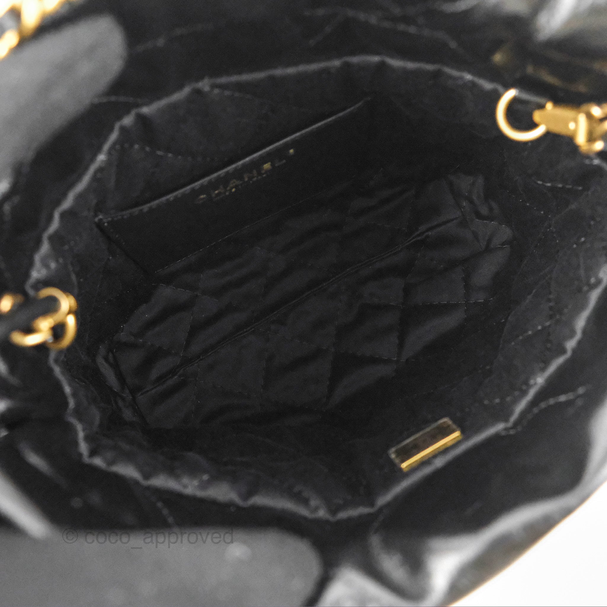 Chanel 22 Mini Bag Black Shiny Crumpled Calfskin Leather Crossbody Purse for Women | Luxury Designer Handbag for Date Night, Parties & Special Occasions
