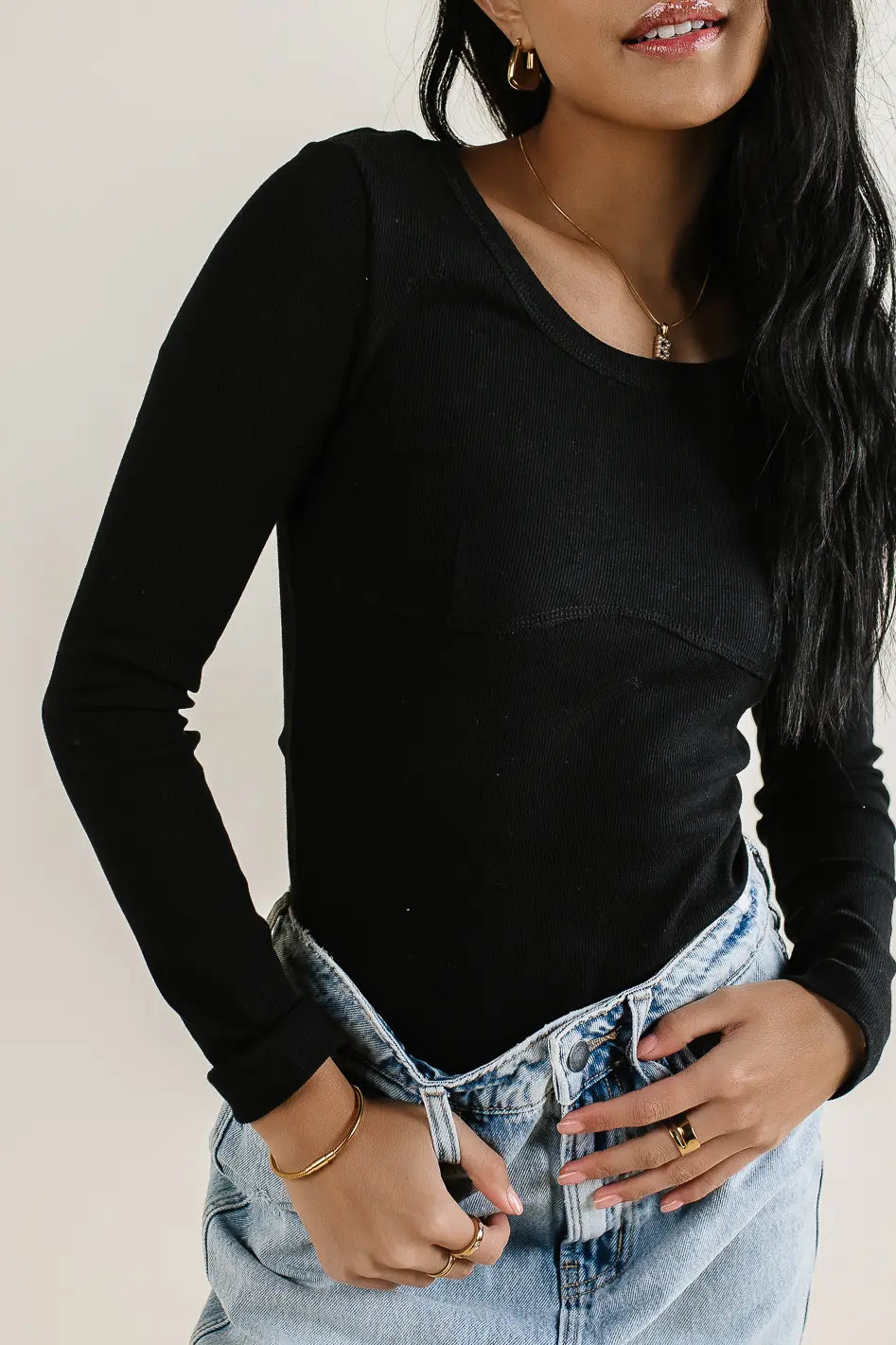 Jayla Knit Top for Women - Soft Stretch Black T-Shirt | Casual & Layering Essential | Perfect for Work, Weekend & Travel Outfits