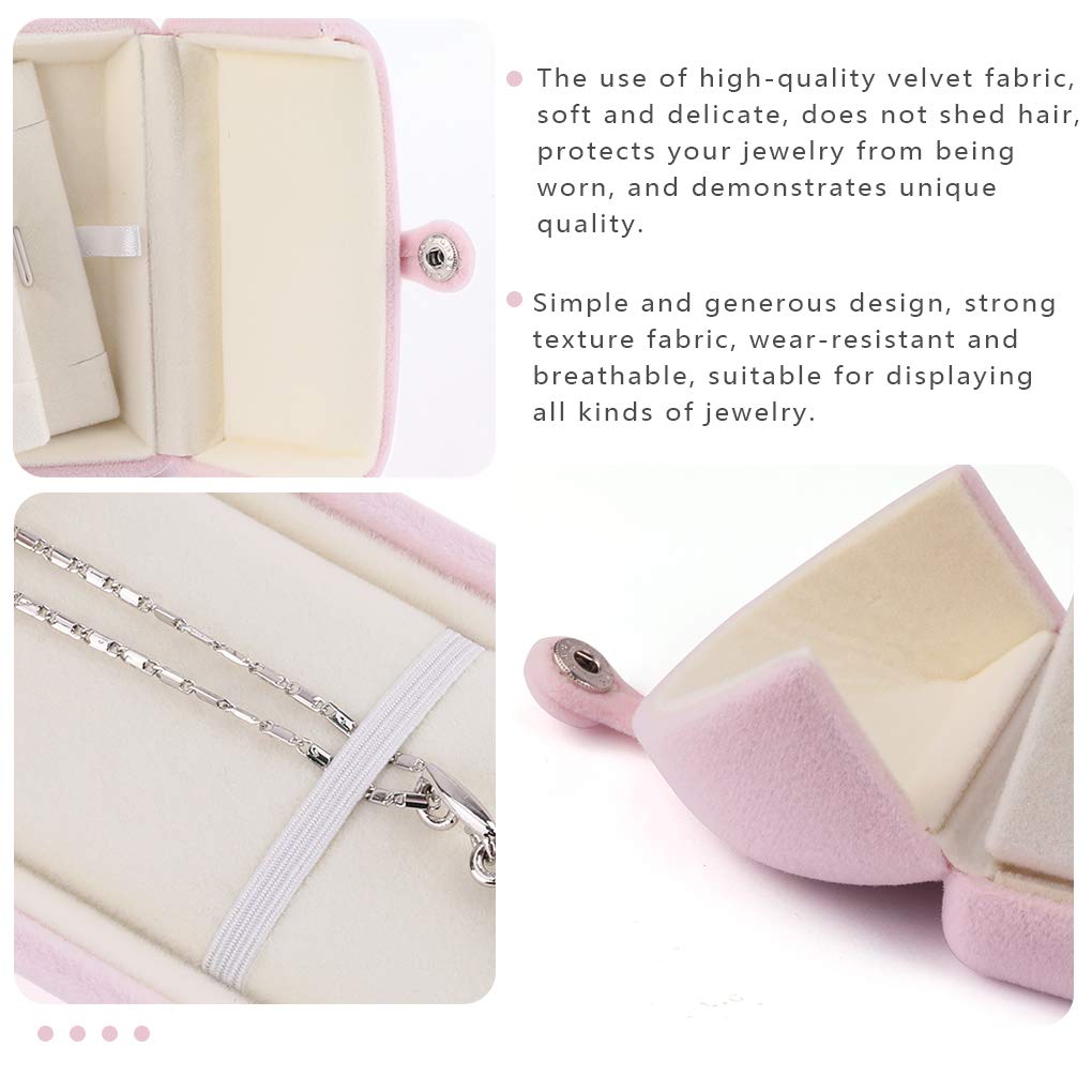 Rolin Roly Velvet Jewelry Box - Small Flocked Gift Box for Necklace, Bracelet & Pendant Storage | Elegant Jewelry Display Case for Home, Boutique & Wedding Gifts