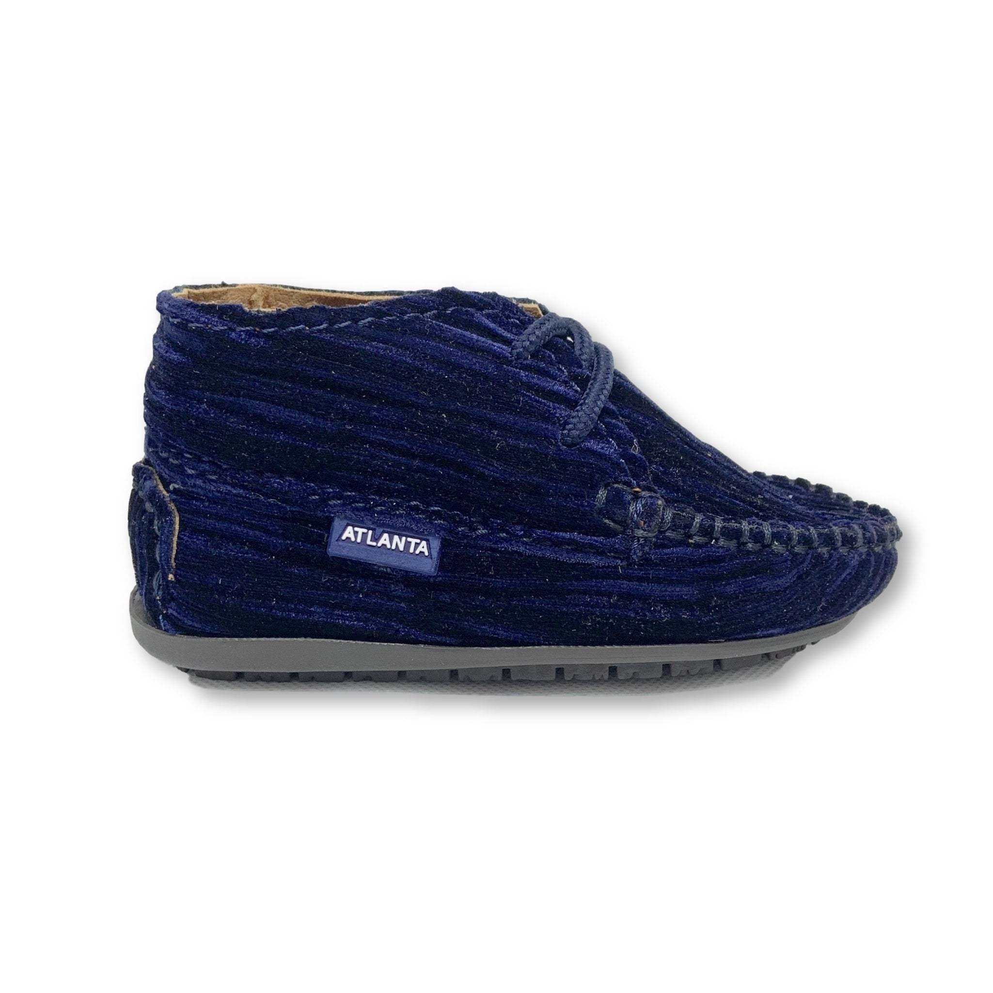 Atlanta Moccasin Navy Blue Velvet Lined Booties - Comfortable Winter Booties for Women, Perfect for Casual Outfits & Indoor Wear