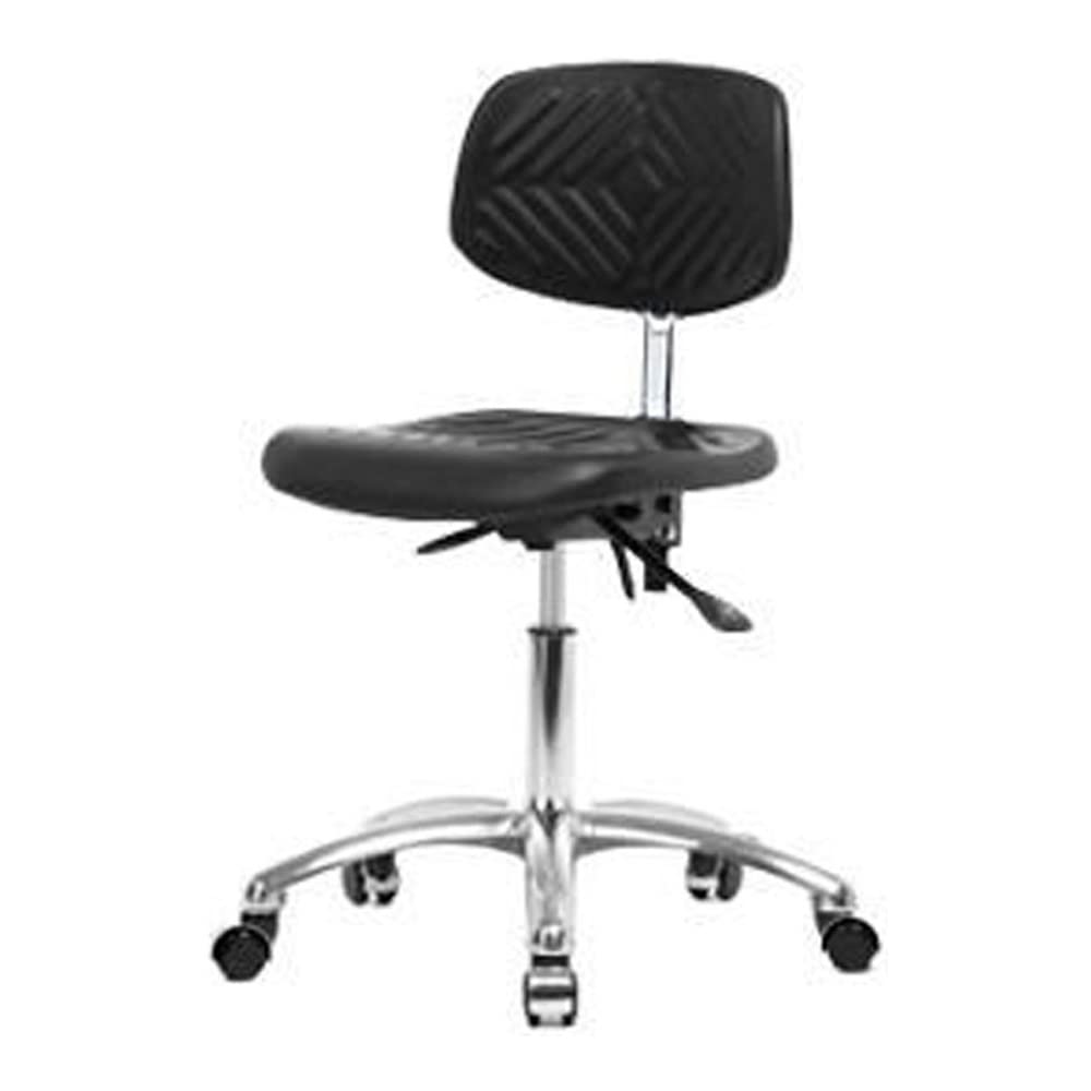 Thomas ECOM CLR-PDHCH-CR-T1-A0-CC Clean Room Polyurethane Adjustable Height Office Chair with Chrome Base & Tilt Function, Armless Design with Chrome Casters - Ideal for Laboratory, Medical & Industrial Workspaces