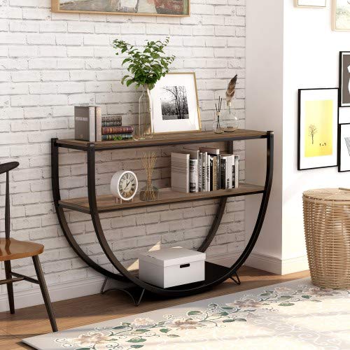 Rustic Brown Wood Entryway Table - Farmhouse Style Console Table for Living Room, Bedroom, Hallway & Front Door | Perfect for Home Decor, Small Space Storage & Entryway Organization