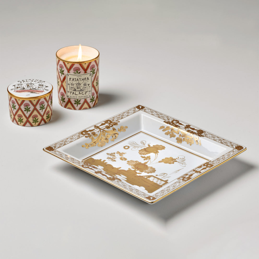 Oriente Italiano Square Vide Poche Tray - Elegant Gold Jewelry Organizer & Decorative Tray for Dresser, Vanity, Entryway, and Home Decor