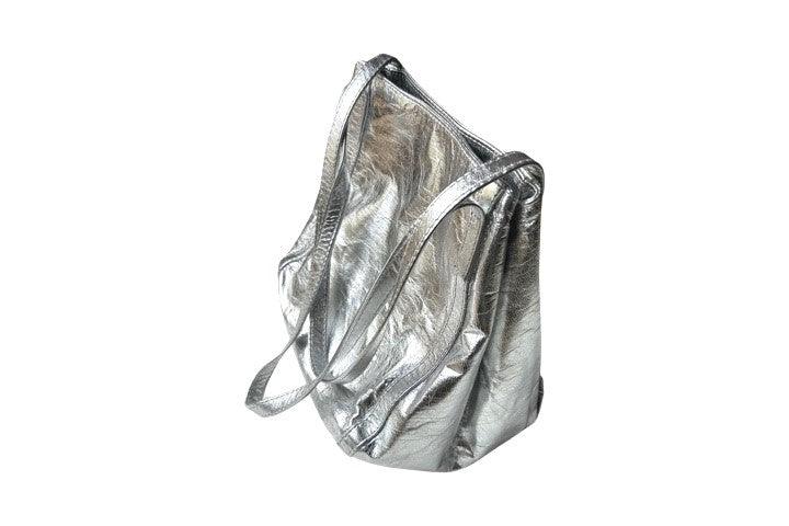 Stylish Metallic Silver Papaya Bag - Trendy Crossbody Purse for Women, Perfect for Parties, Travel & Everyday Use