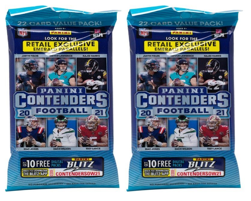 2021 Panini Contenders NFL Football Trading Card Hanger Packs - Lot of 2 Sealed Packs | Collectible Sports Cards for Trading, Gifting & Display