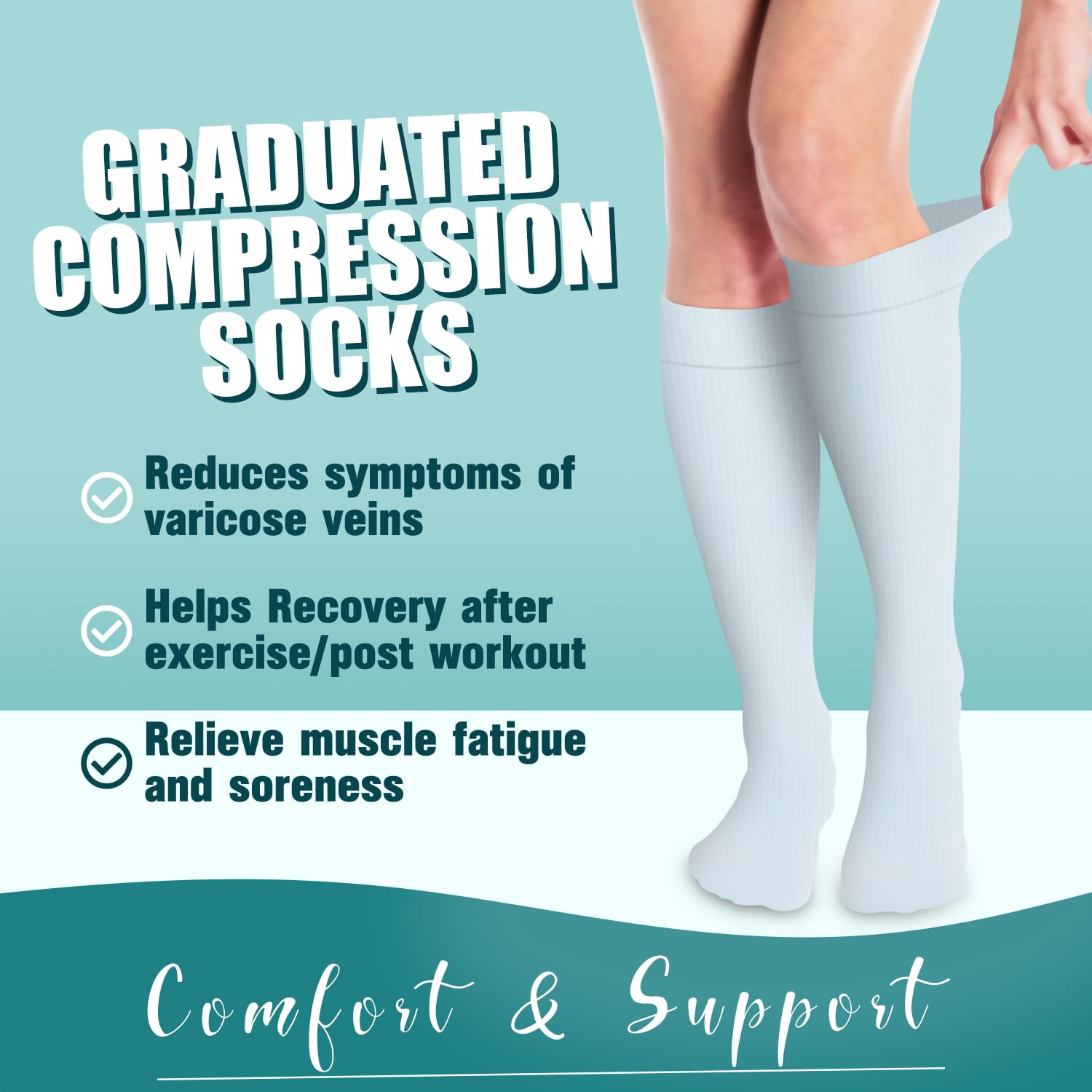 COOLOVER Compression Socks for Women & Men - 15-20 mmHg Graduated Support Socks for Running, Nursing, Travel & Recovery - Improve Blood Circulation & Reduce Swelling - Perfect for Athletes, Nurses & Frequent Flyers