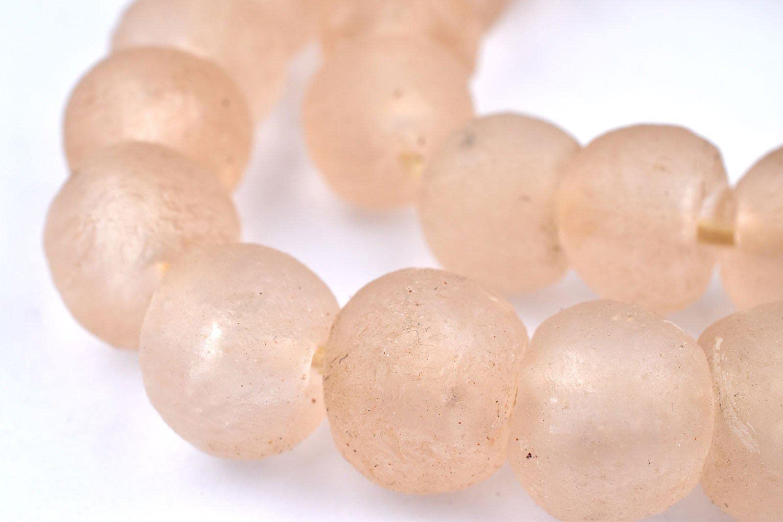 Handmade Ghanaian Recycled Glass Beads - 18mm Rose Strand for Jewelry Making, DIY Crafts & Home Decor (35-40 Beads) | Perfect for Necklaces, Bracelets & Boho Decor