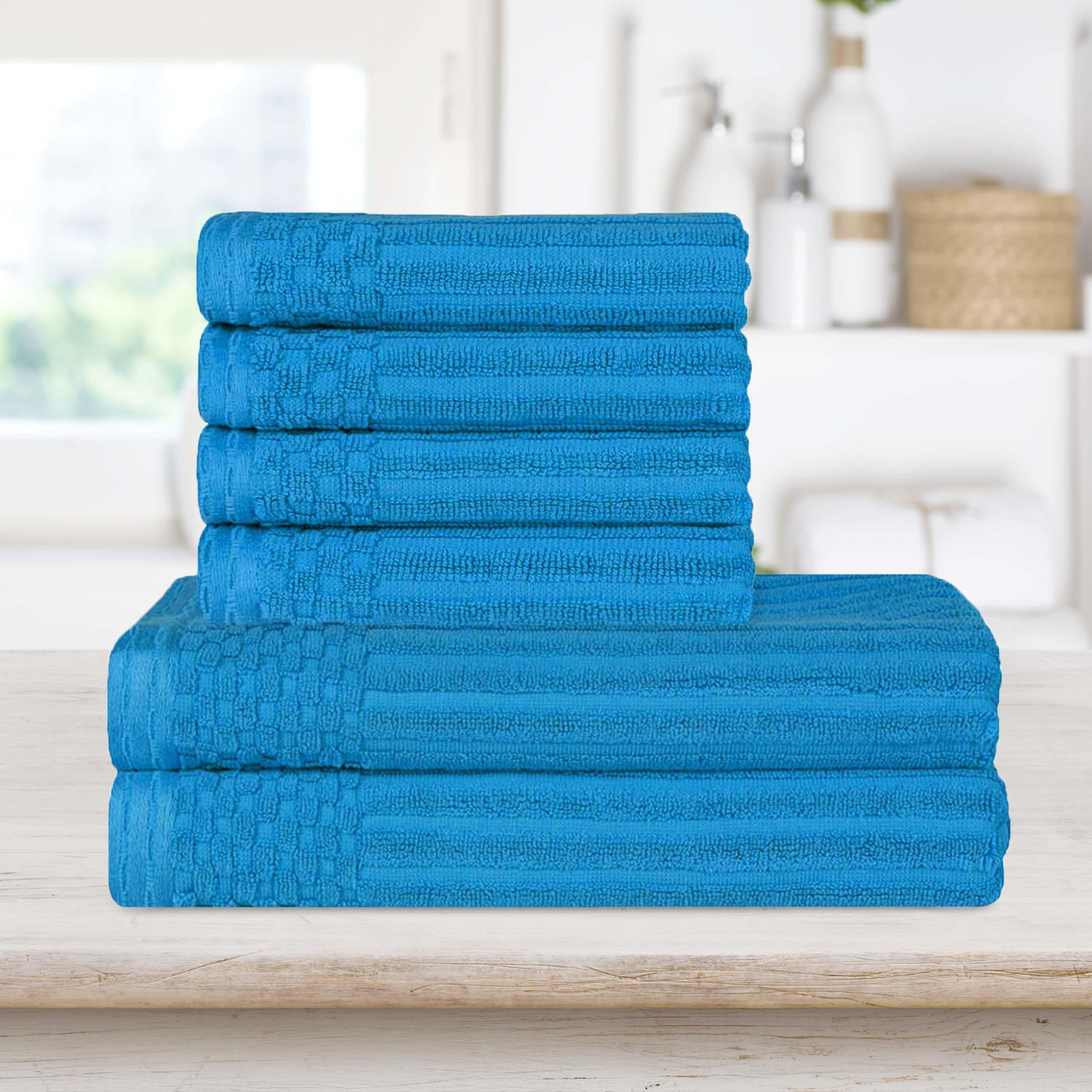 Premium Soho Ribbed Textured Cotton Bath Towel Set - Ultra Absorbent, Quick-Drying Hand & Bath Towels for Spa, Gym, and Luxury Home Use