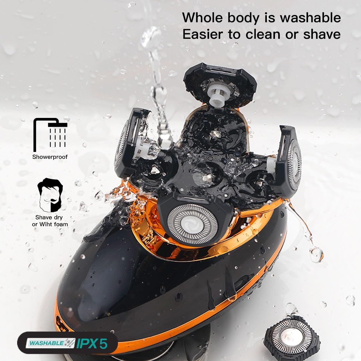 Professional 5-in-1 Men's Head Shaver & Beard Trimmer - Waterproof Rotary Shaver with 5D Floating Blades for Smooth Shaving & Grooming - Perfect for Home, Travel & Barber Use