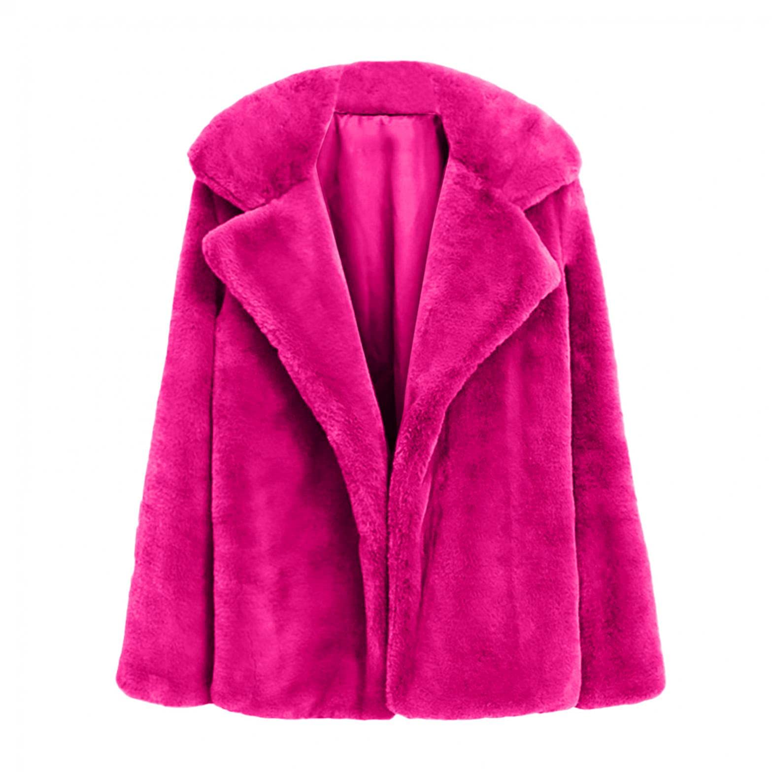 Women's Winter Fleece Jacket - Warm Thick Faux Fur Coat with Solid Color, Cozy Cardigan Style for Outdoor Activities and Casual Wear