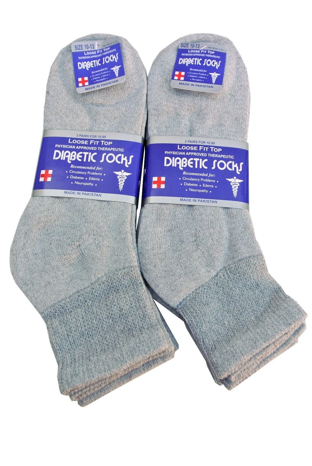 J&J Diabetic Socks for Men - 3, 6 or 12 Pairs Cotton Ankle Socks for Circulation & Foot Health - All Sizes Available - Ideal for Diabetes Care, Swollen Feet & Daily Comfort