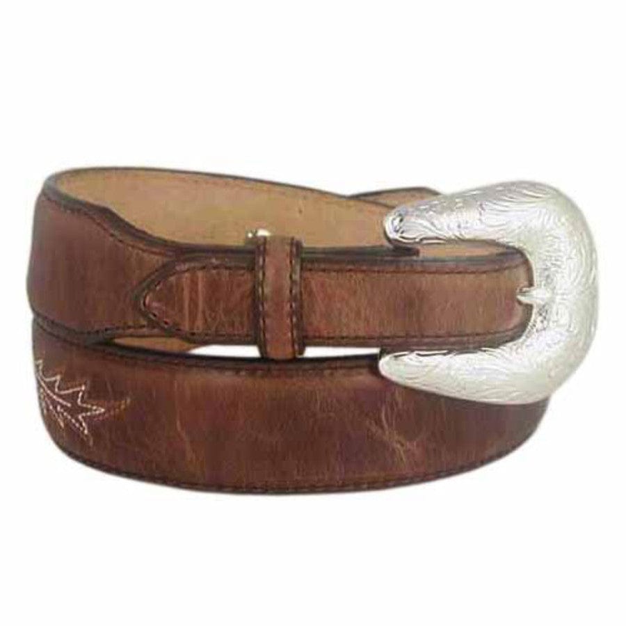 Premium Leather Boot Stitch Belt for Men & Women - Classic Western Style with Durable Brass Buckle - Perfect for Jeans, Boots, and Casual Outfits