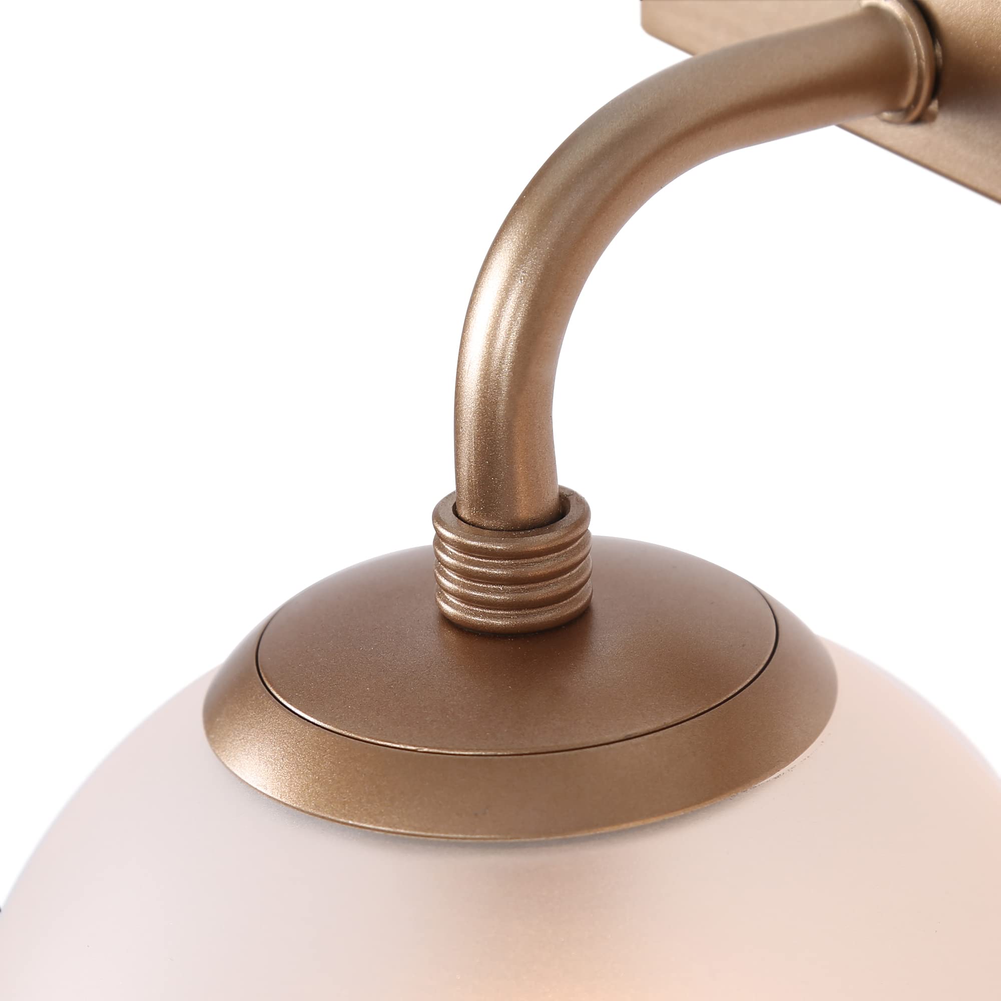 Durent Gold Modern Bathroom Vanity Light Fixture - 2 Light Over Mirror with Frosted Glass Shades for Bathroom, Powder Room & Dressing Area Lighting