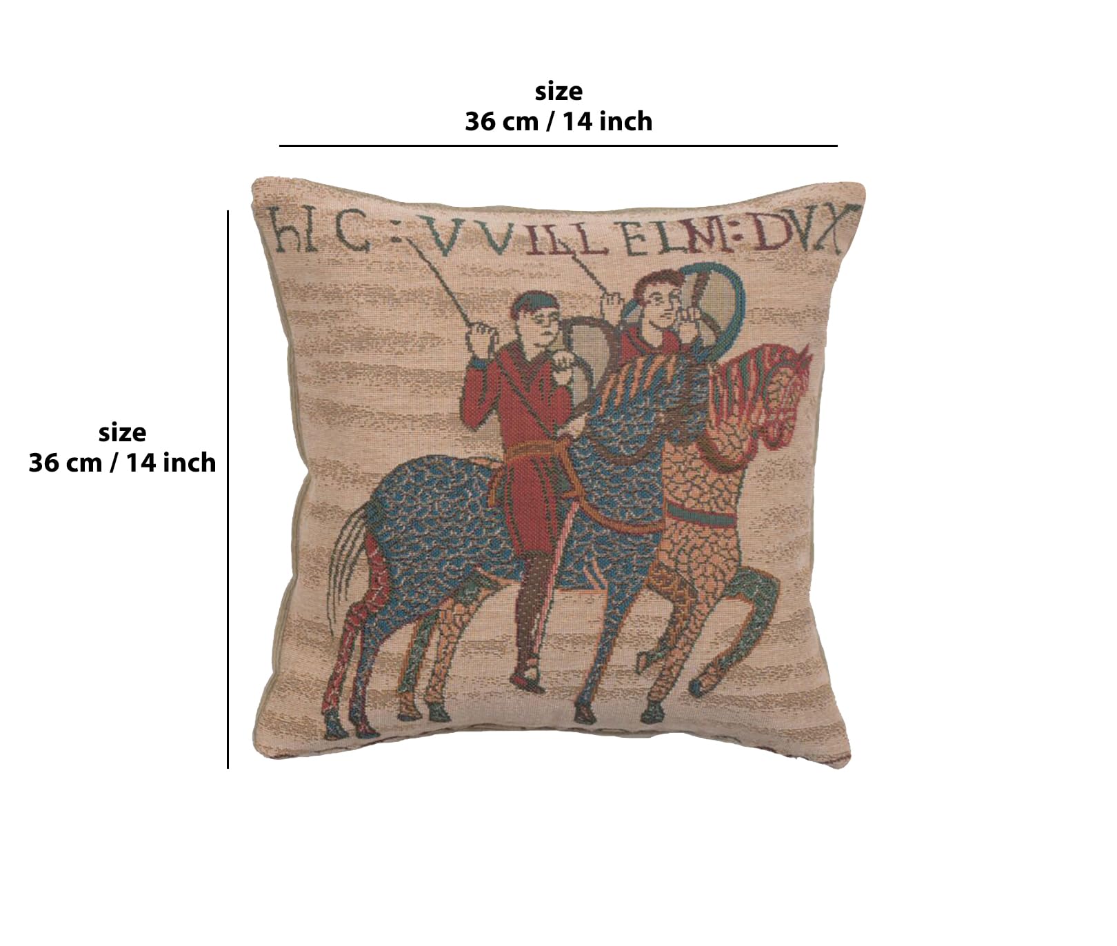 Bayeux Decorative Pillow Covers 14x14 Inch - Boho Throw Pillow Covers for Living Room & Bedroom - French Country Tapestry Couch Pillow Covers - Soft Cotton Jacquard Woven - Perfect for Sofa, Chair, and Home Decor