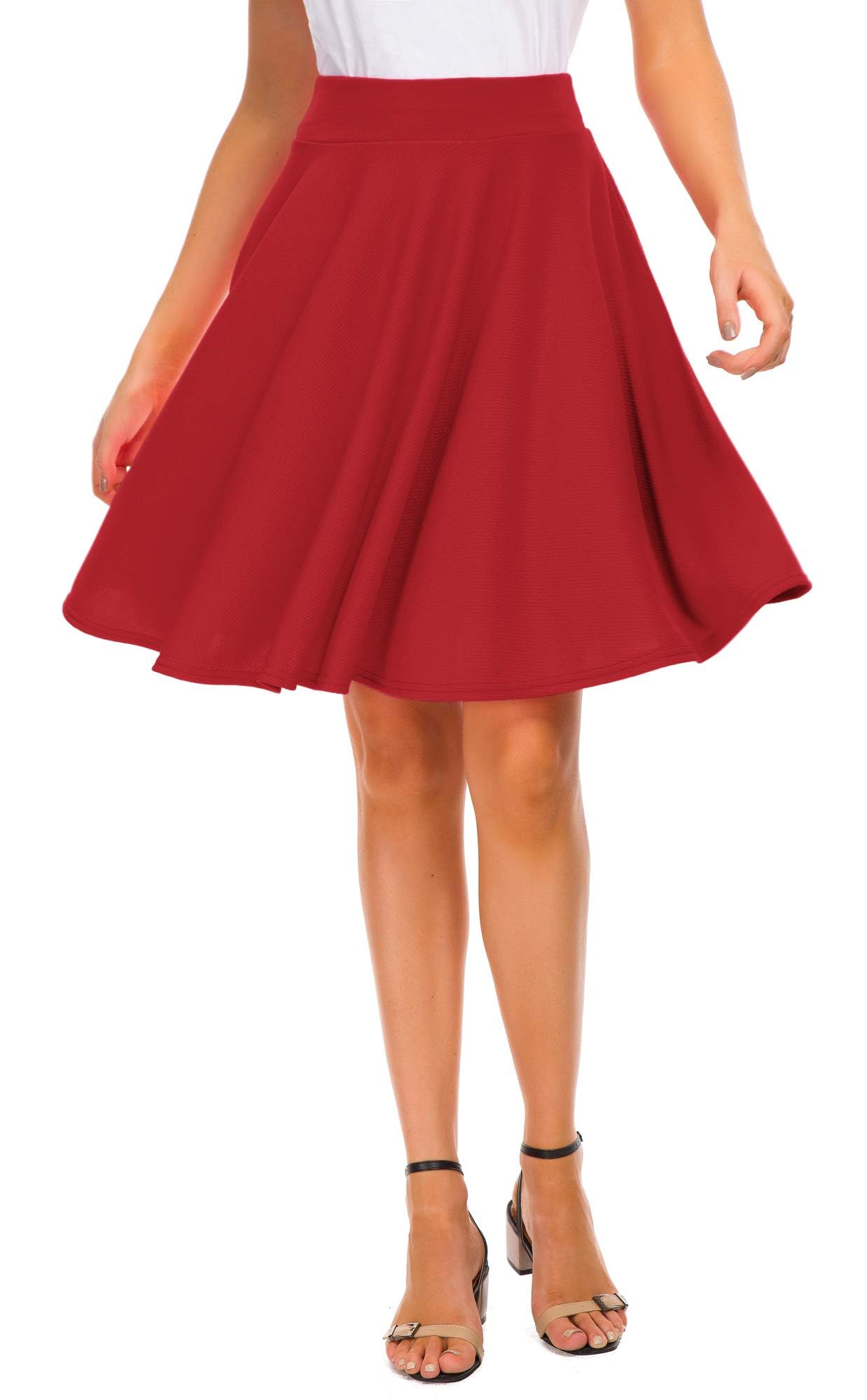 Women's Stretchy Flared Mini Skater Skirt - A-Line Pleated Midi Skirt for Casual Wear | Perfect for Parties, Dates & Everyday Outfits
