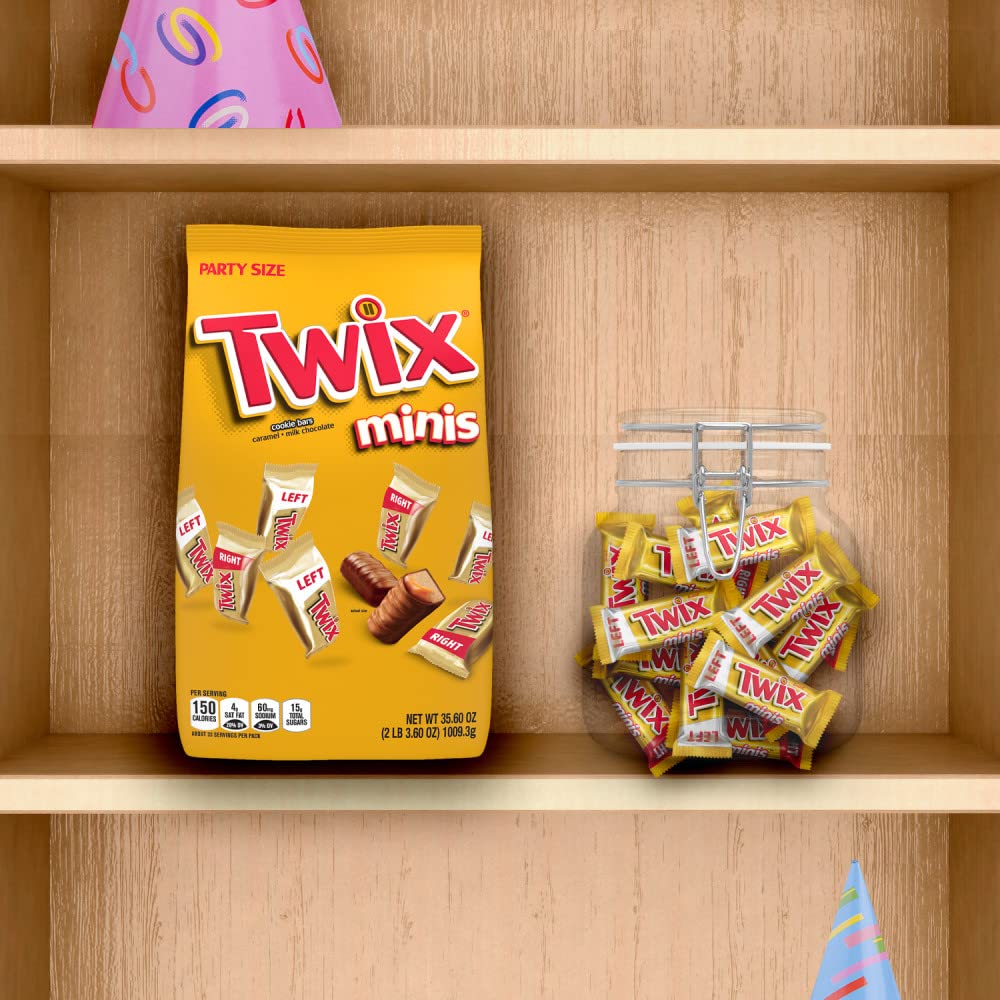 TWIX Chocolate Candy Bars Minis - 35.6 oz Bag (95 Pieces) | Caramel & Cookie Chocolate Bites | Perfect for Halloween, Party Favors & Office Snacks