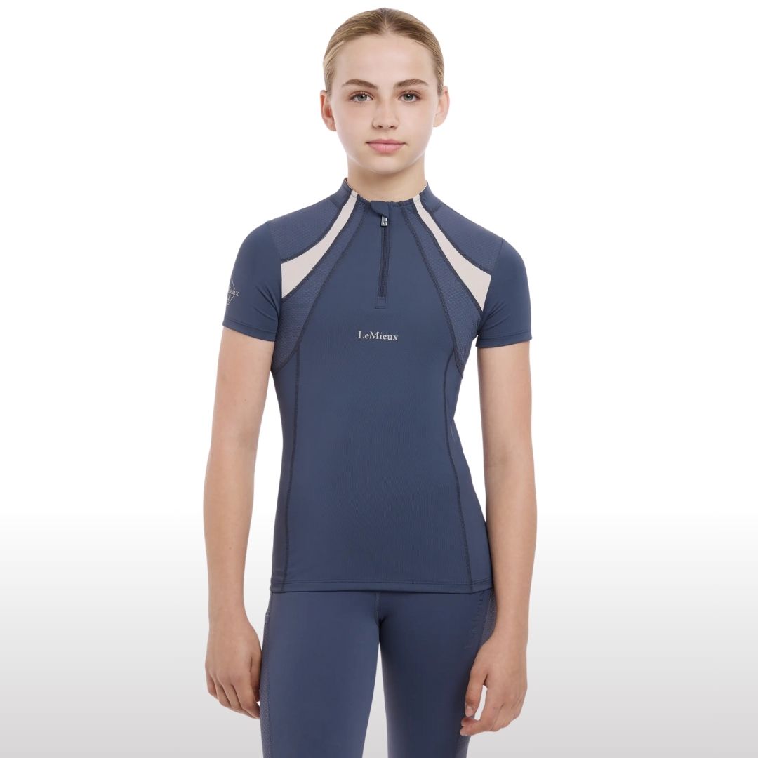 LeMieux Young Rider Short Sleeve Mia Mesh Base Layer - Breathable Equestrian Shirt for Horse Riding & Training - Perfect for Summer Riding Lessons & Stable Work