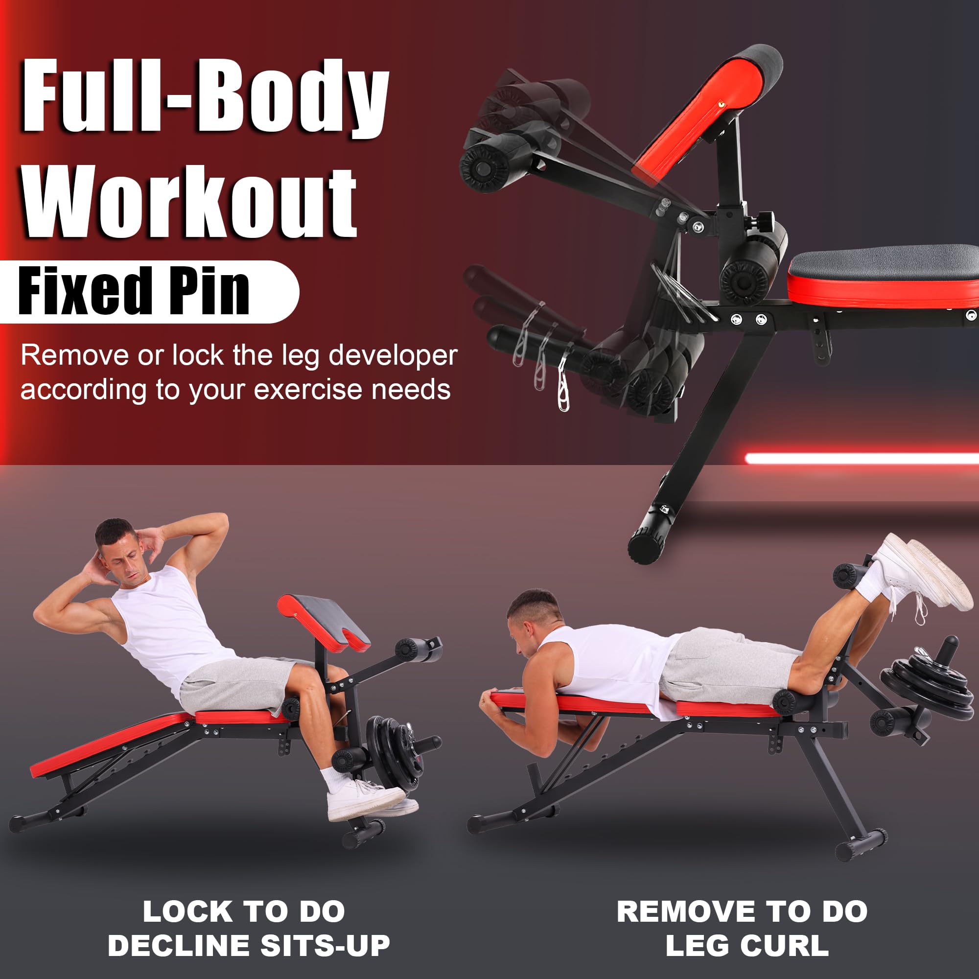OPPSDECOR 800LBS Weight Bench Set with Leg Extension & Curl - Adjustable Bench Press for Decline/Flat/Incline Workouts - Full Body Exercise Equipment for Home Gym - Perfect for Strength Training & Muscle Building