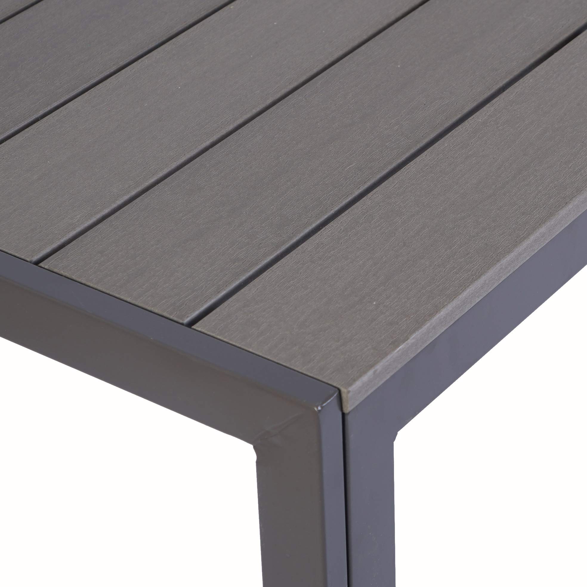 Kozyard 35.6'x58.9' Rectangle Outdoor Patio Dining Table with Wood-Like Laminate Top - Seats 6, Perfect for Porch, Deck, Garden & Indoor Use (Brown)