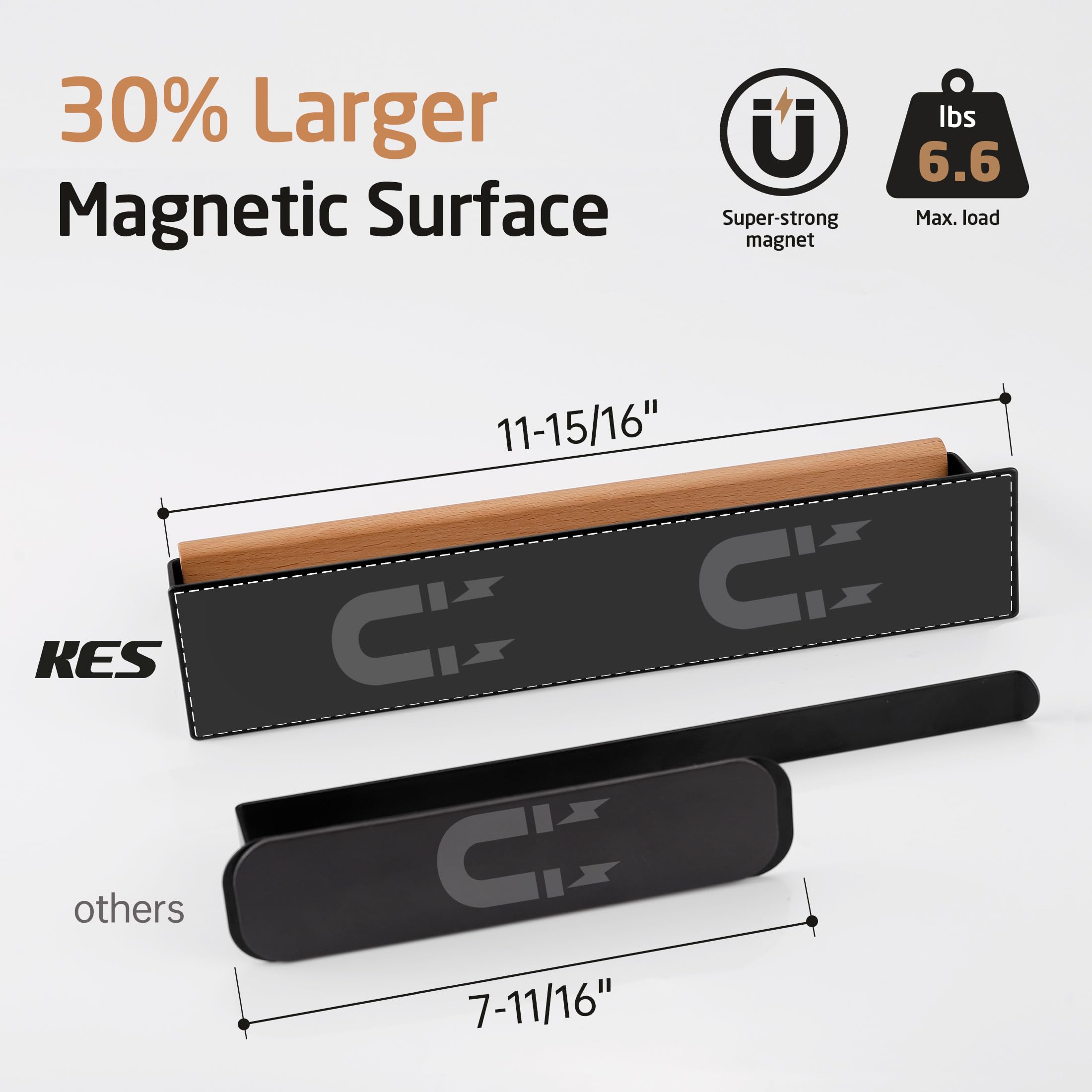 Magnetic Paper Towel Holder for Refrigerator - KES KPH502MA-BK Black Wood & Metal Paper Towel Roll Holder | Space-Saving Kitchen Organizer for Countertops, Cabinets & RVs